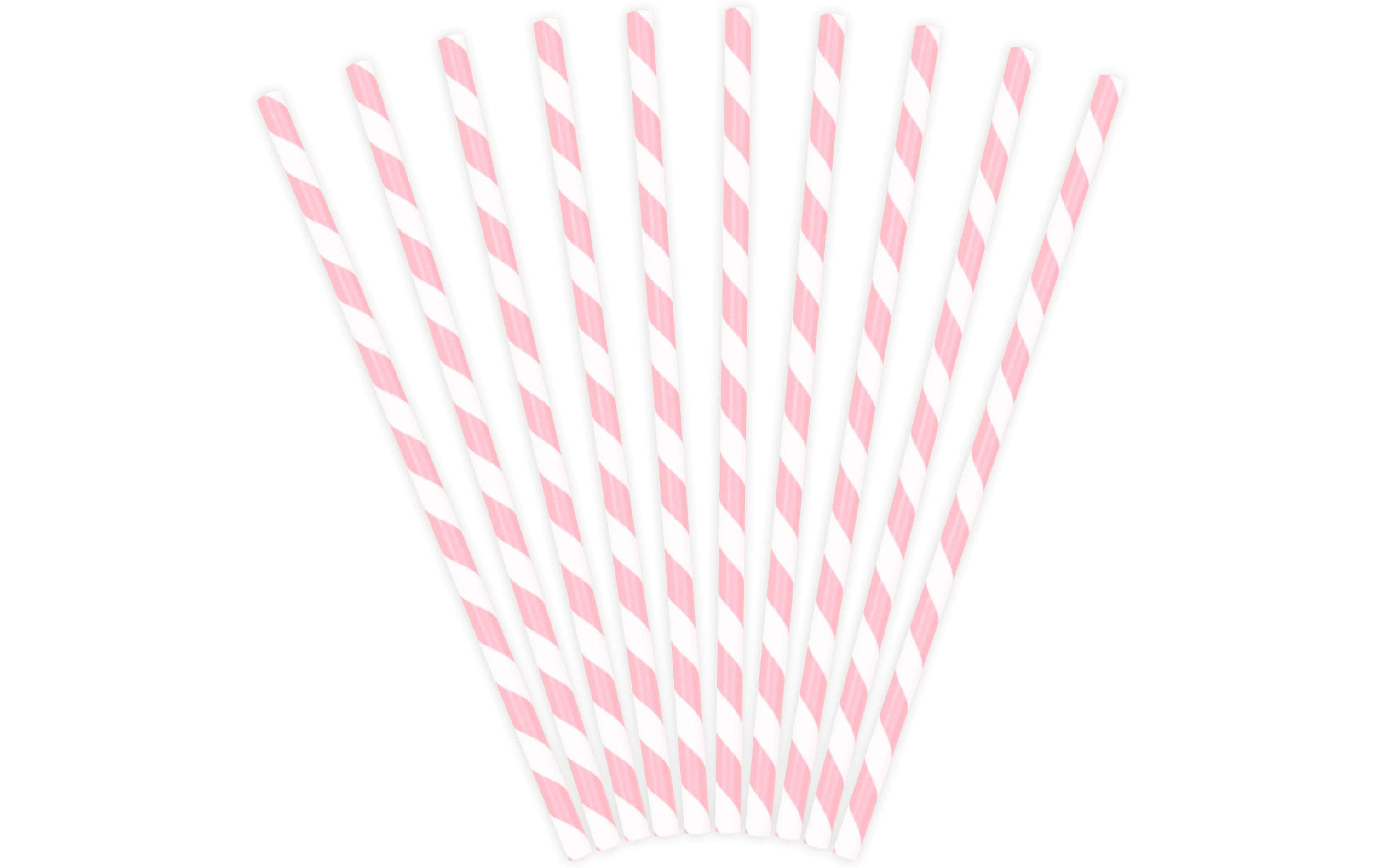 Partydeco Papierstrohhalme Streifen rosa, 19.5 cm, 20 Stück
