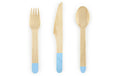 Partydeco Besteck Holz hellblau, 16 cm