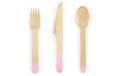 Partydeco Besteck Holz hellrosa, 16 cm