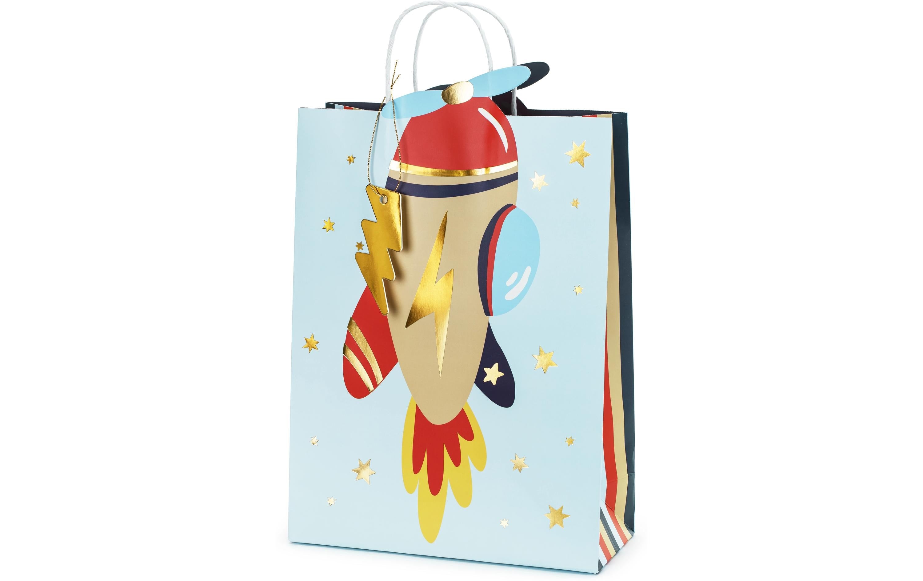 Partydeco Geschenktasche Flugzeug mix, 10x24x35.5 cm