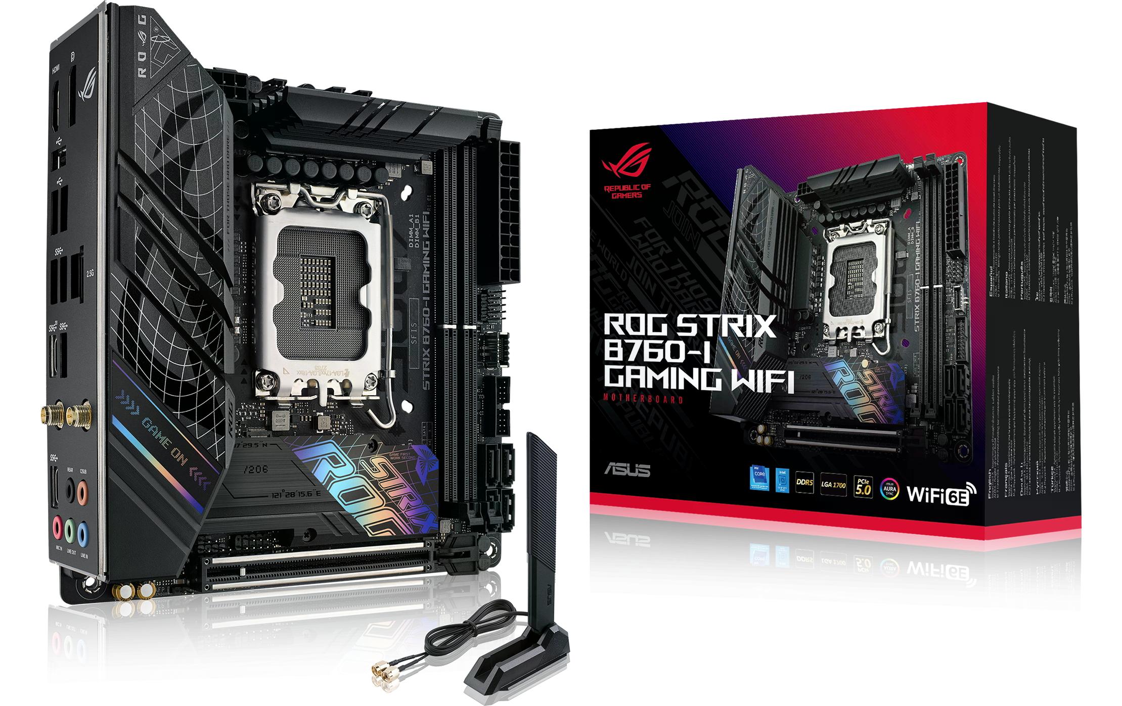ASUS ROG STRIX B760-I GAMING WIFI, miniITX LGA1700, 2x DDR5, PCI-E 5.0, HDMI, DP
