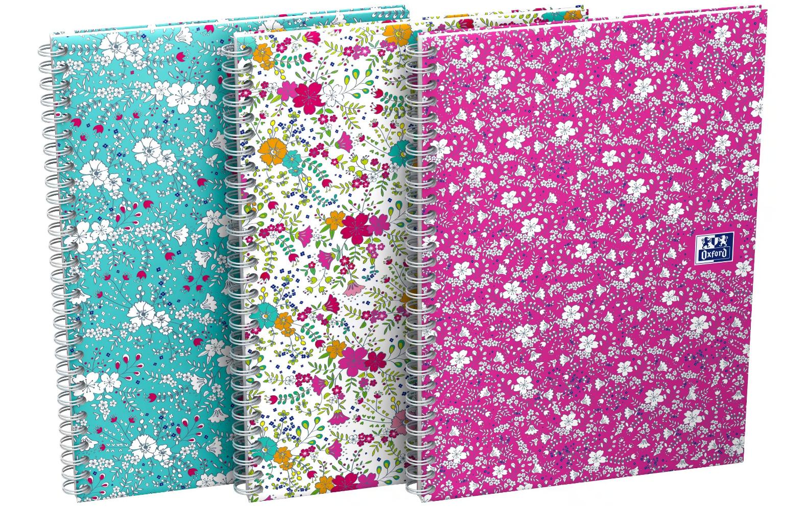 Oxford GO Floral Spiralbuch B5 liniert 7mm, 120 Seiten