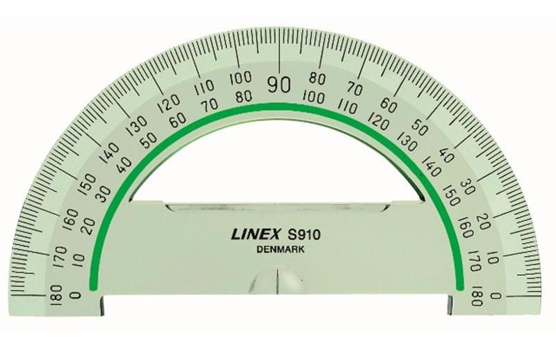 Linex Halbkreis-Winkelmesser 180 Grad aus glasklarem Kunststoff