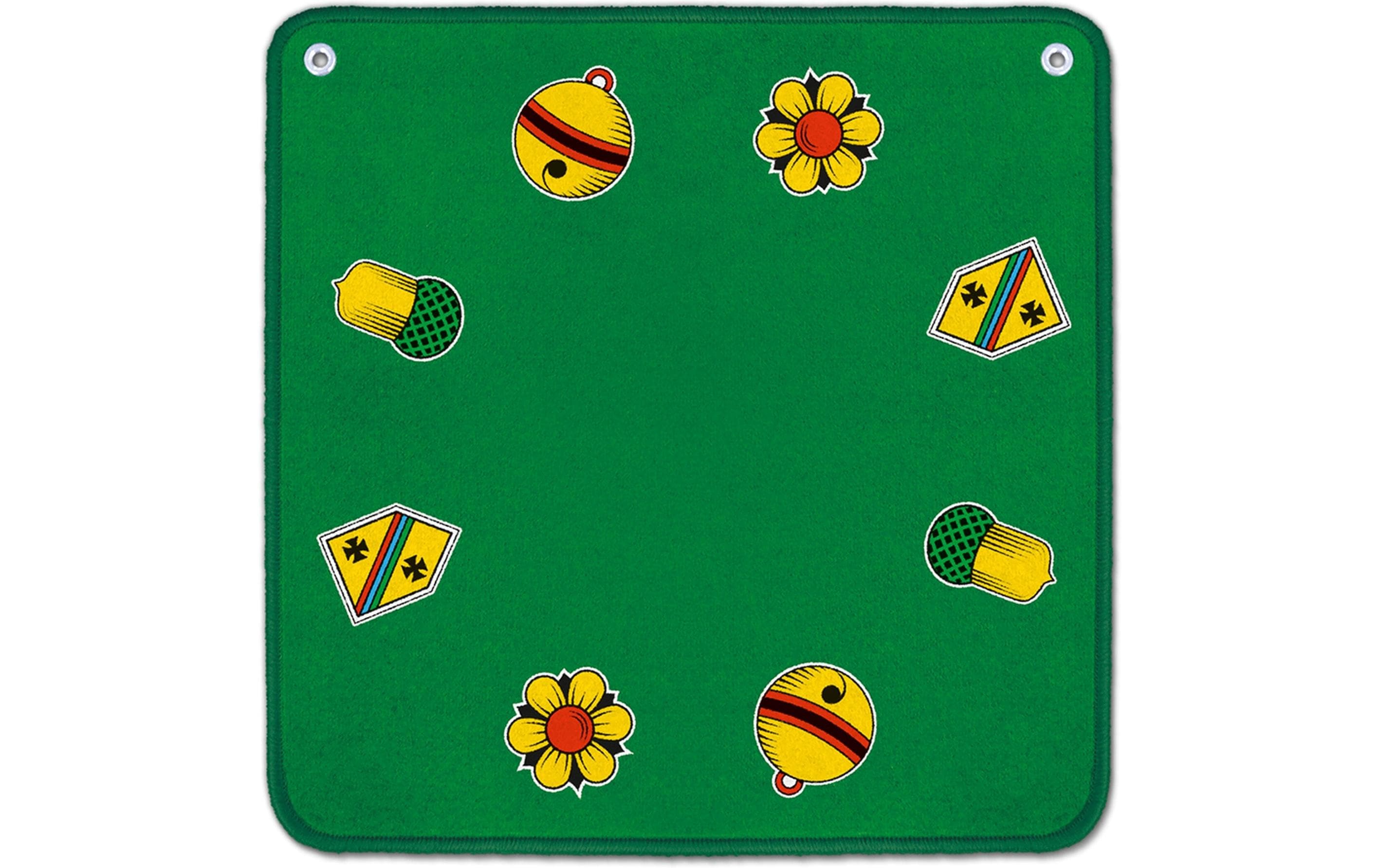 Jassteppich grün mit deutschen Motiven