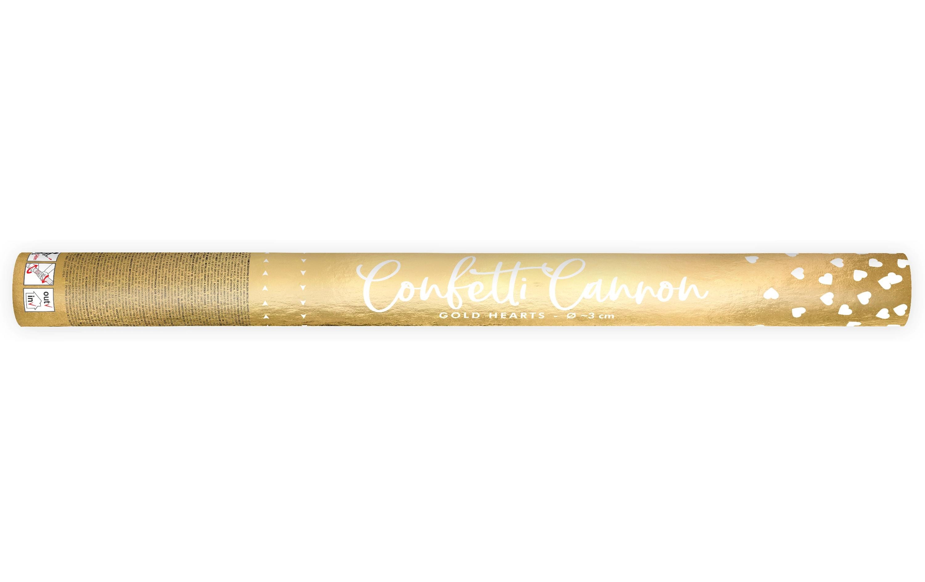 Partydeco Konfettikanone Herzen gold, 60 cm
