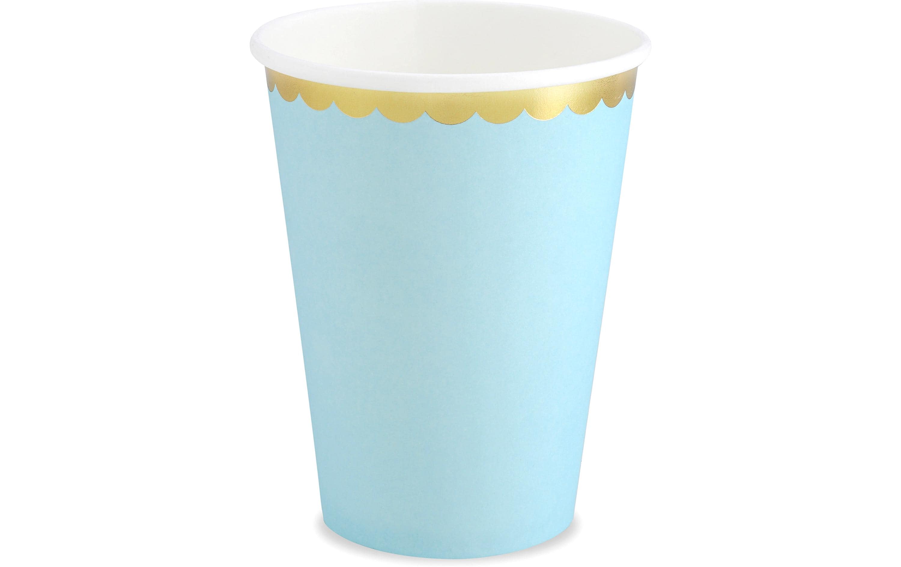 Partydeco Becher goldrand blau, 220 ml, 6 Stück