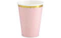 Partydeco Becher goldrand rosa, 220 ml, 6 Stück