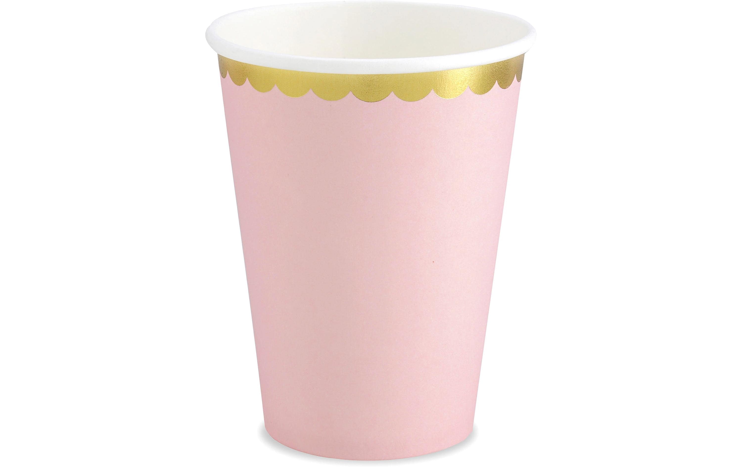 Partydeco Becher goldrand rosa, 220 ml, 6 Stück