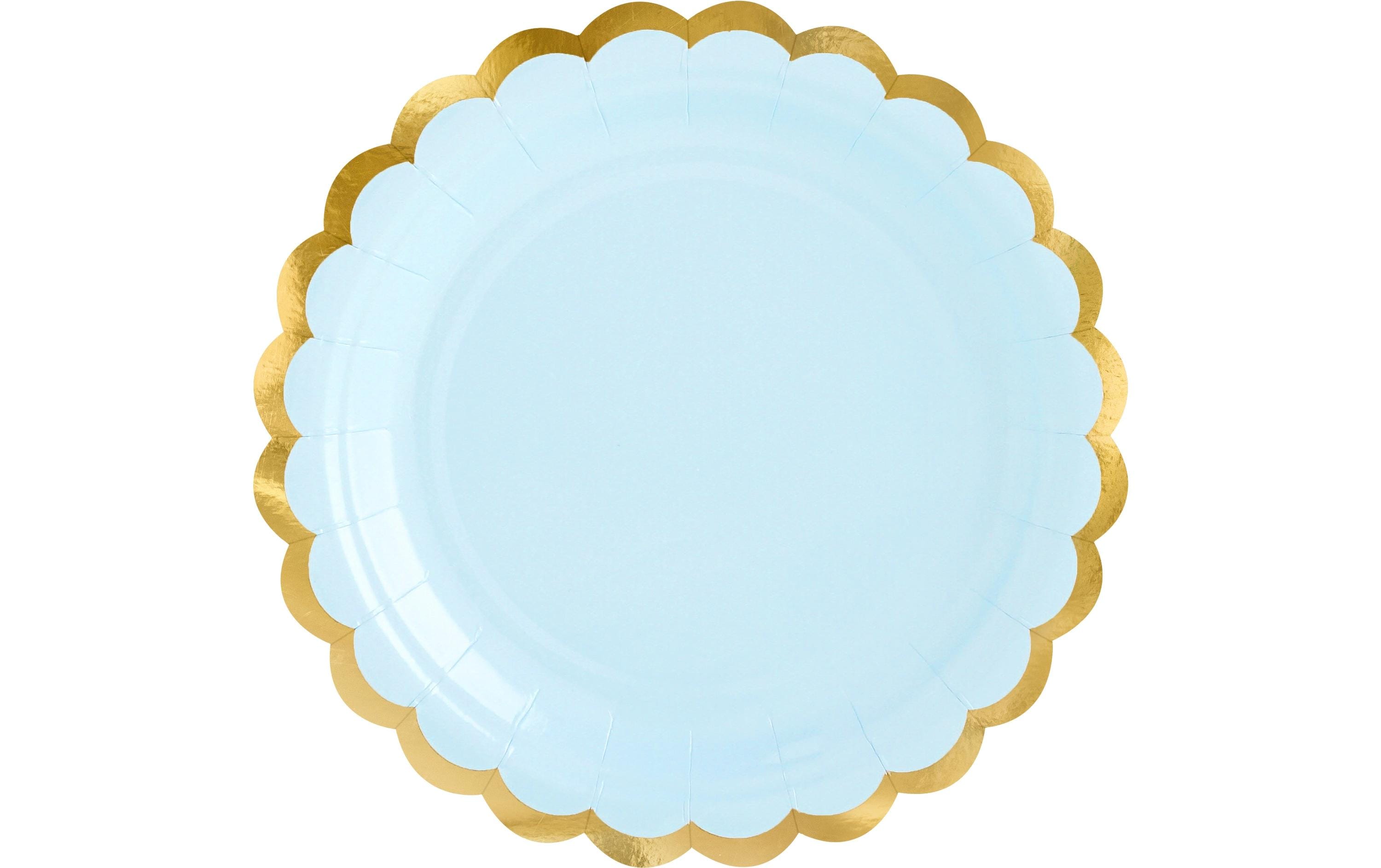 Partydeco Teller goldrand blau, 18 cm, 6 Stück