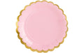 Partydeco Teller goldrand rosa, 18 cm, 6 Stück