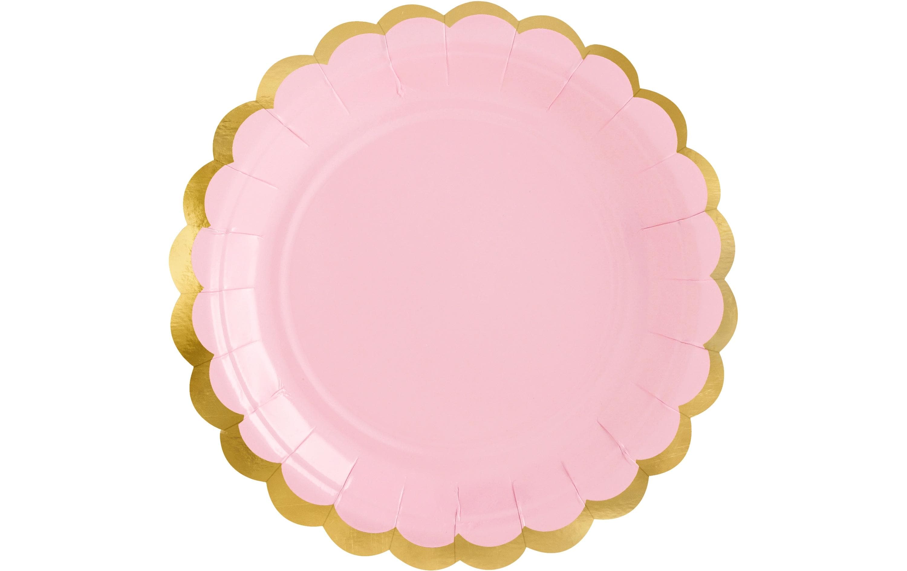 Partydeco Teller goldrand rosa, 18 cm, 6 Stück