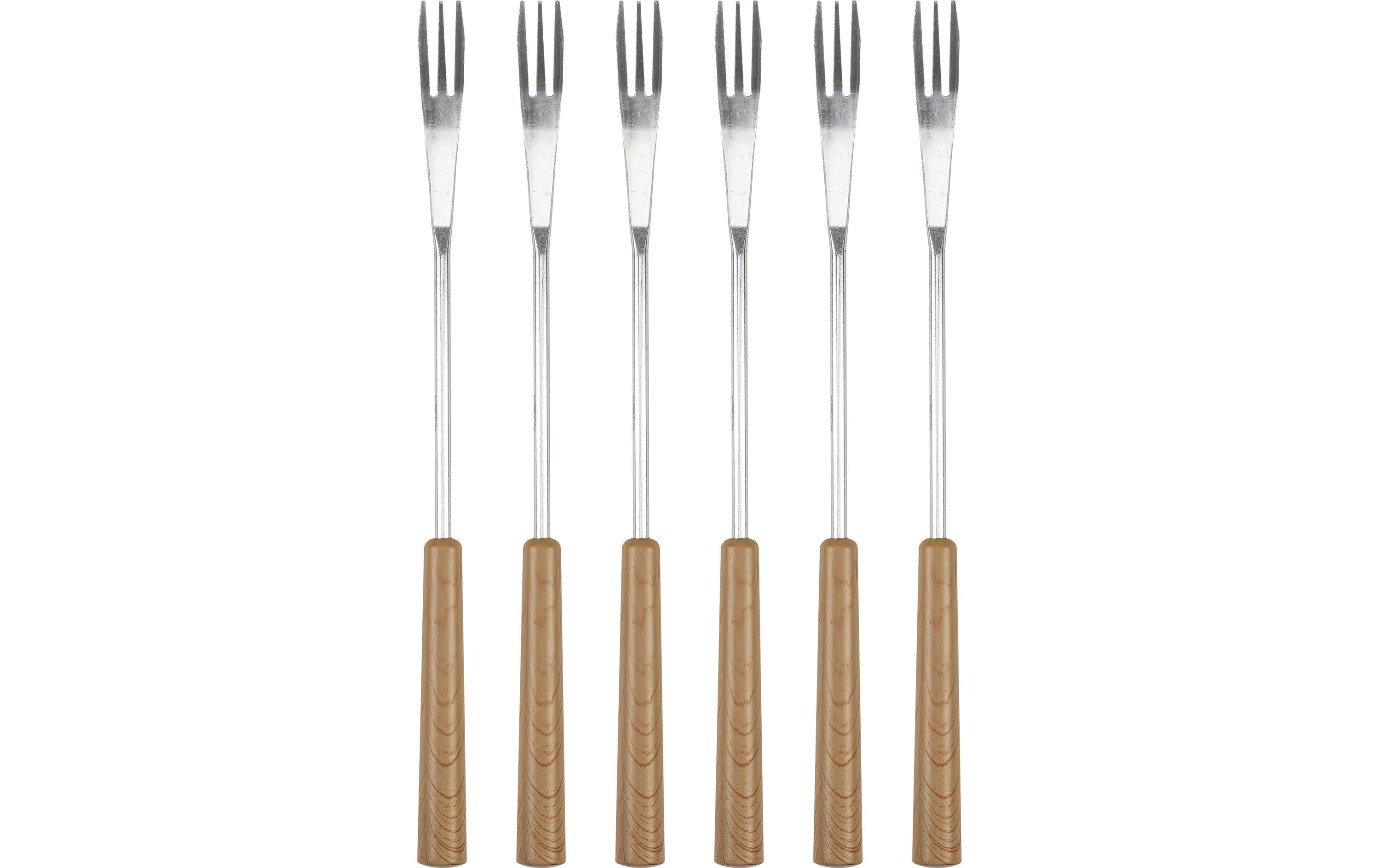 Nouvel Käsefondue Gabeln Modern 6 Stück, Griff Kunststoff in Holzoptik