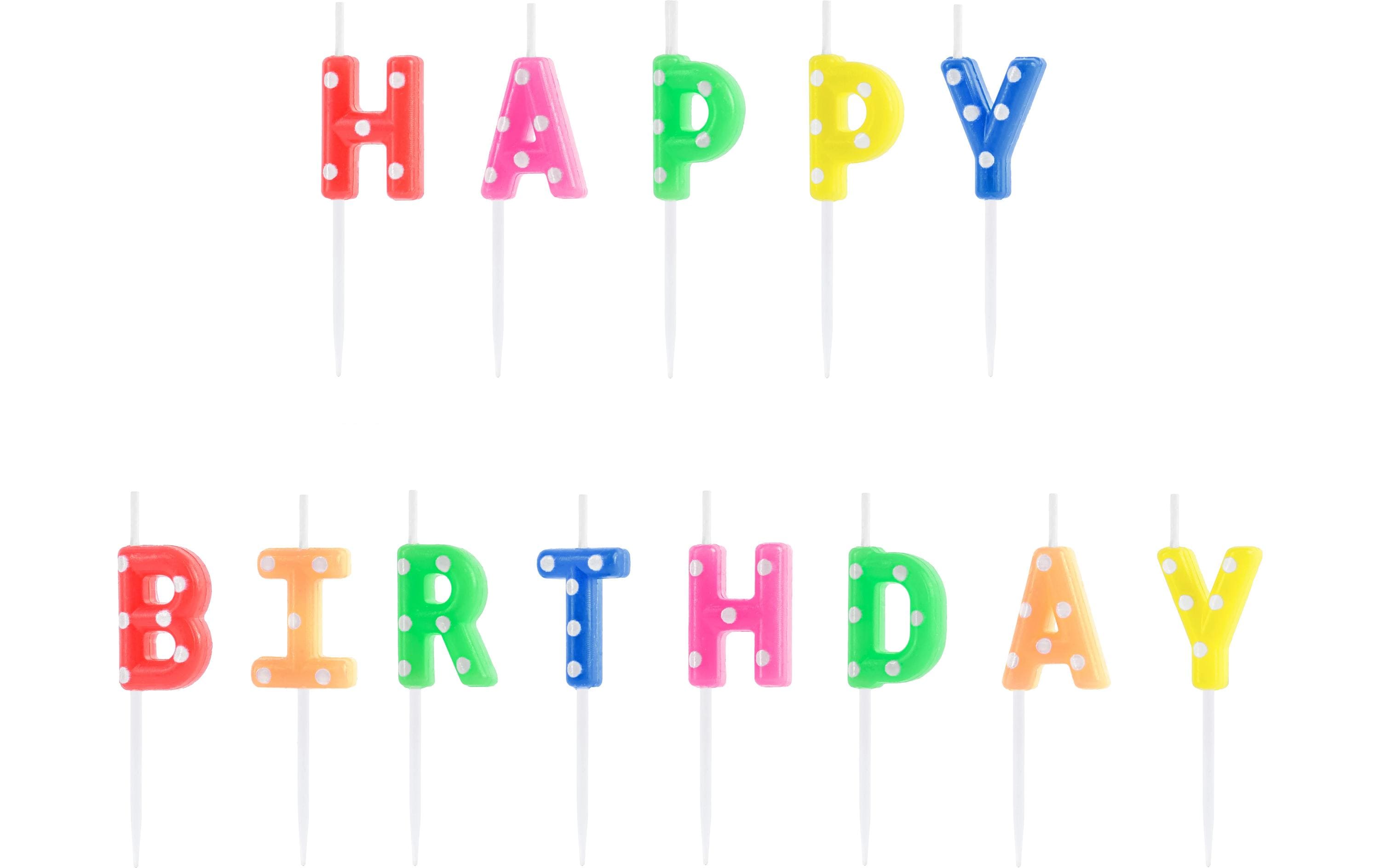 Partydeco Geburtstagskerzen Happy Birthday mix, 2.5 cm