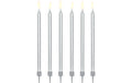 Partydeco Geburtstagskerzen silber, 12.5 cm, 12 Stück