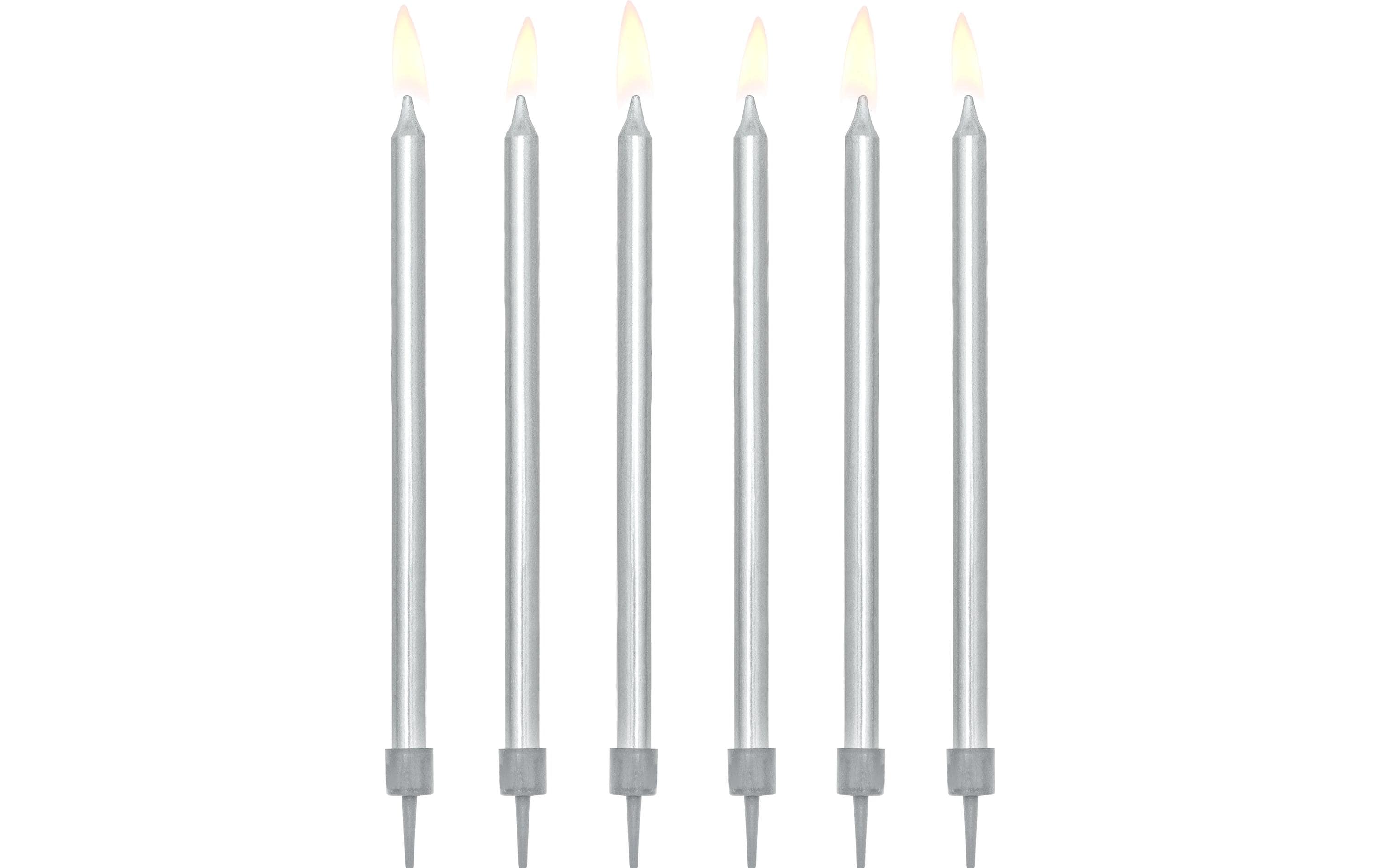 Partydeco Geburtstagskerzen silber, 12.5 cm, 12 Stück