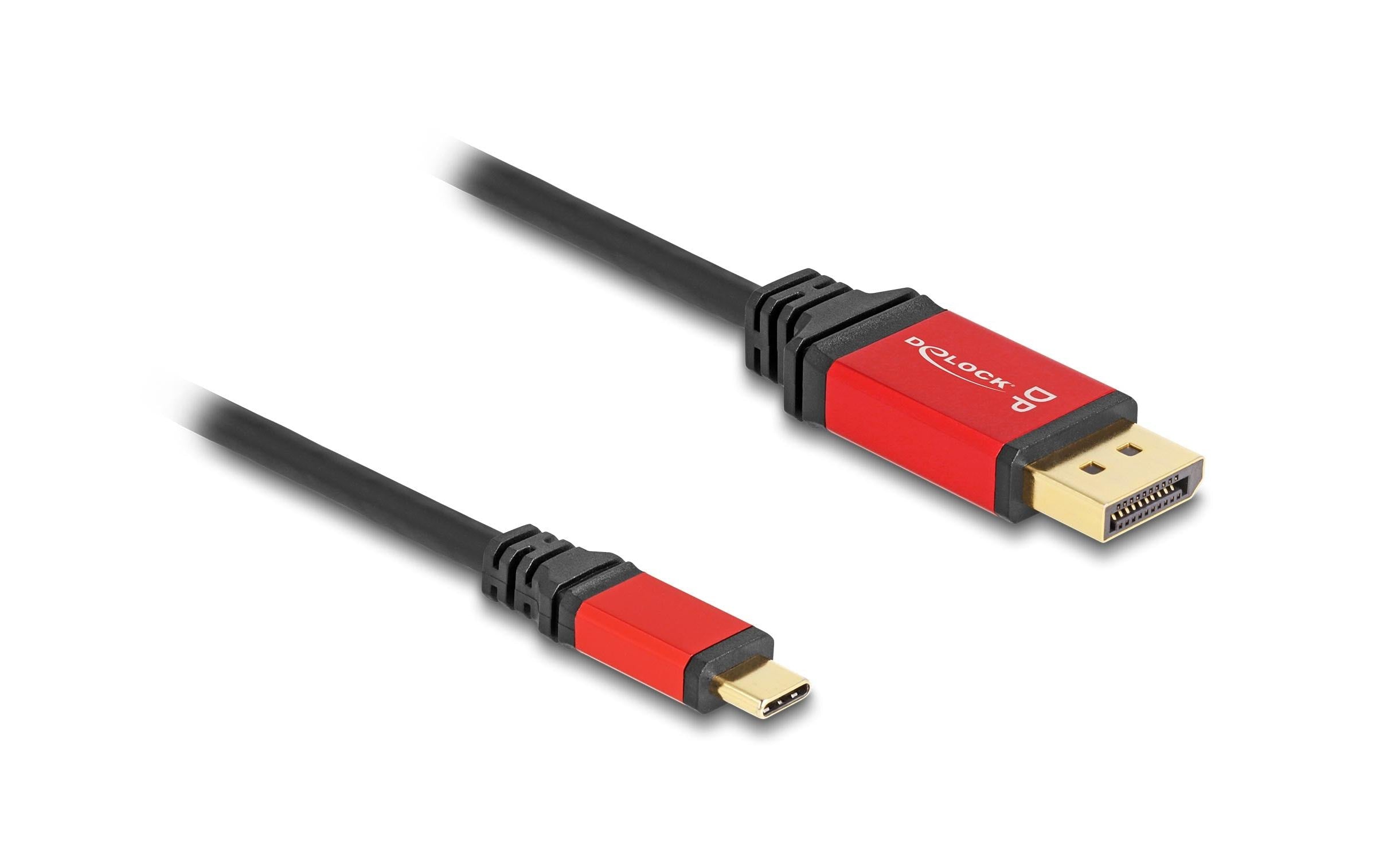 Delock USB-C - DisplayPort Kabel, 3m rot, 8K 30Hz mit HDR Funktion