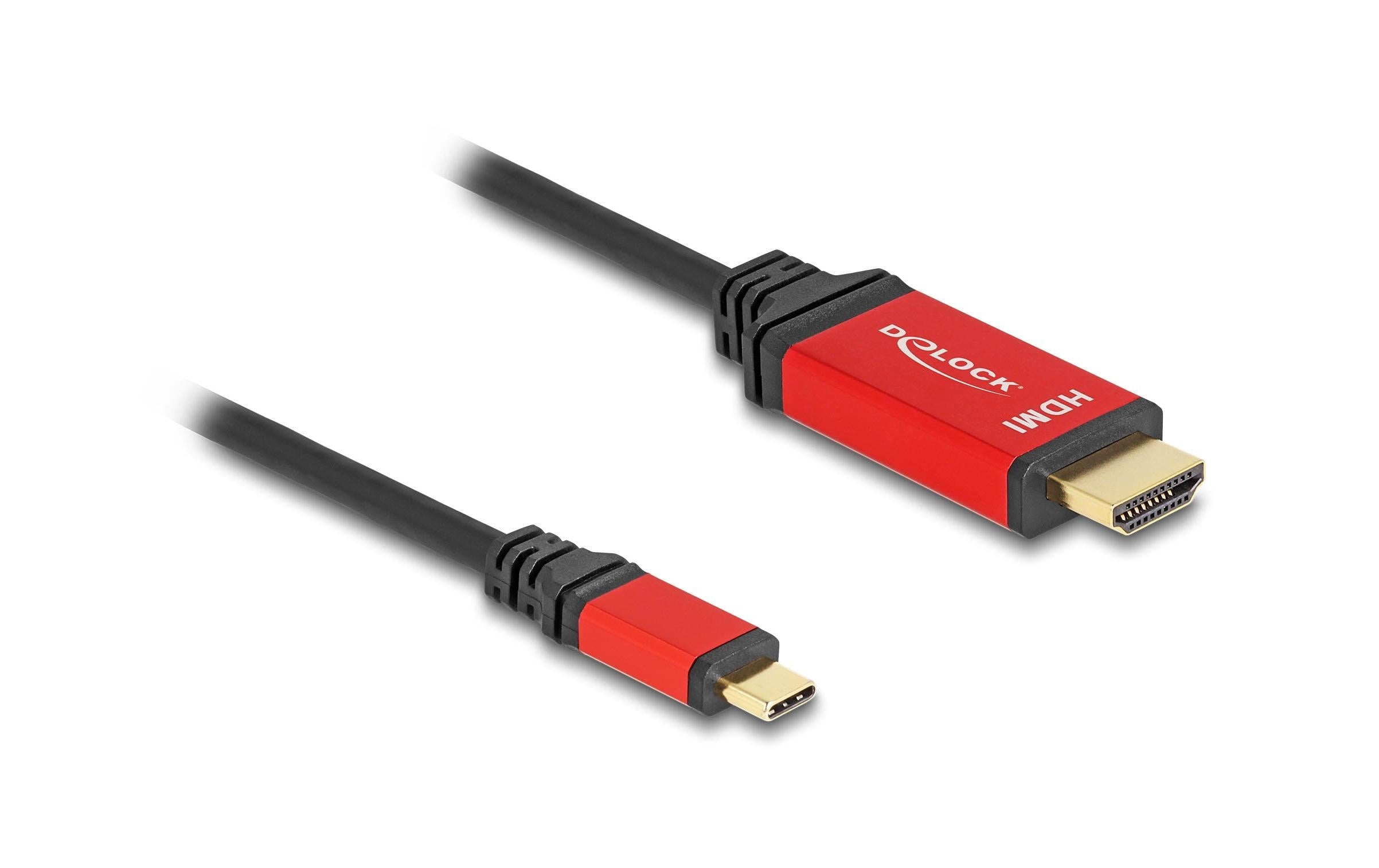 Delock USB-C - HDMI Kabel, 3m rot, 8K 60Hz mit HDR Funktion