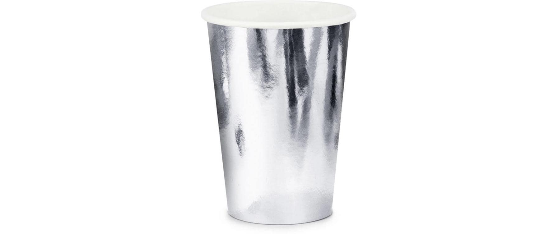 Partydeco Becher uni silber 220ml, 6 Stück