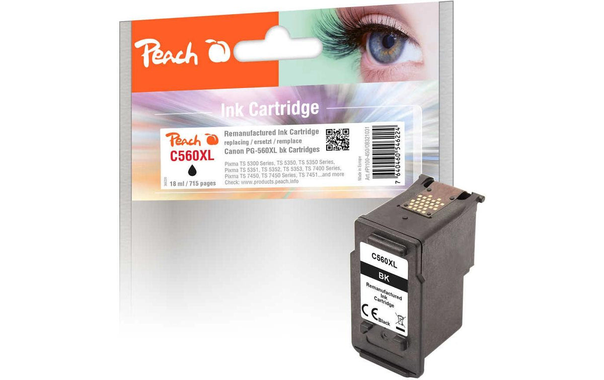Peach Tinte Canon PGI-560XL Black zu TS5300, 5400, 7400 Serie, 8.5ml