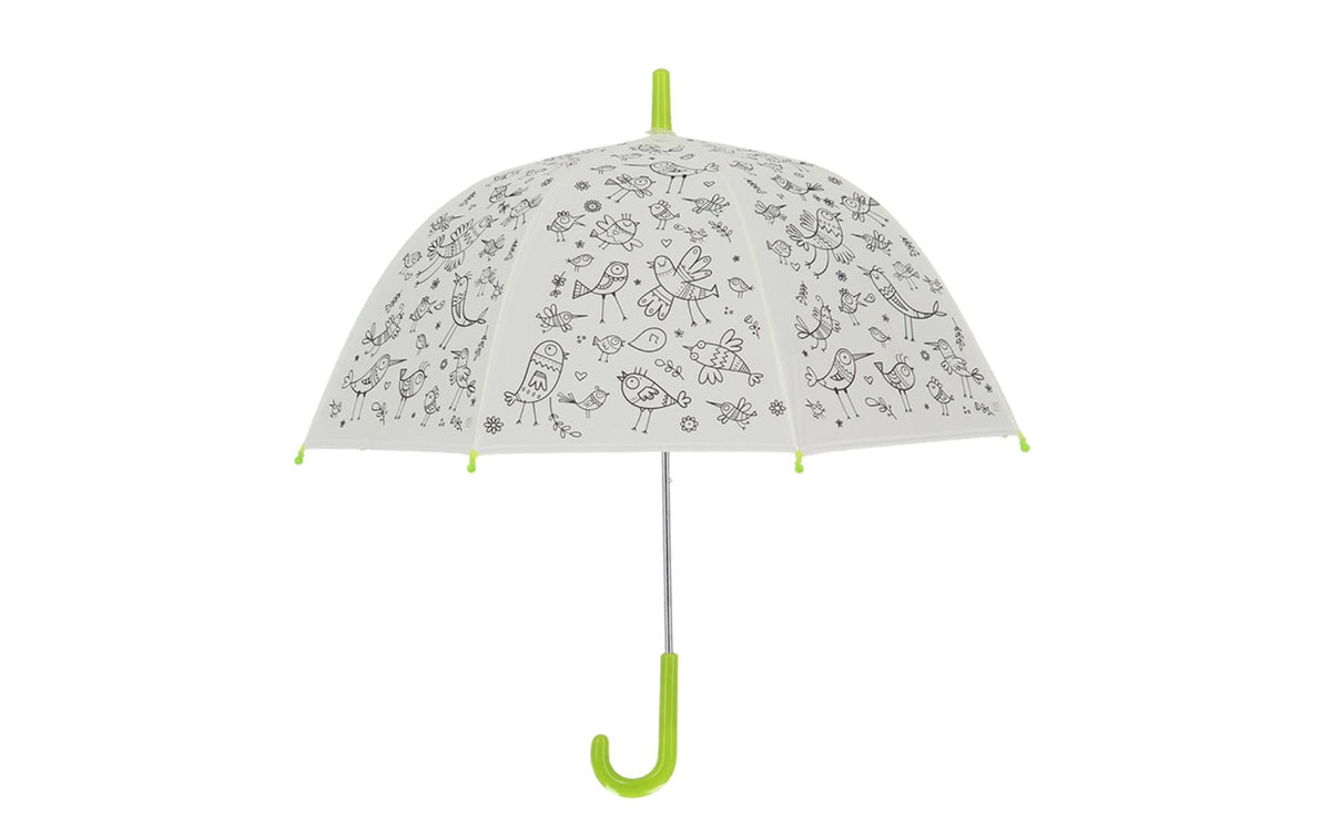 Esschert Design Regenschirm Vögel zum ausmalen, mit Markern, 70.5x69.2 cm