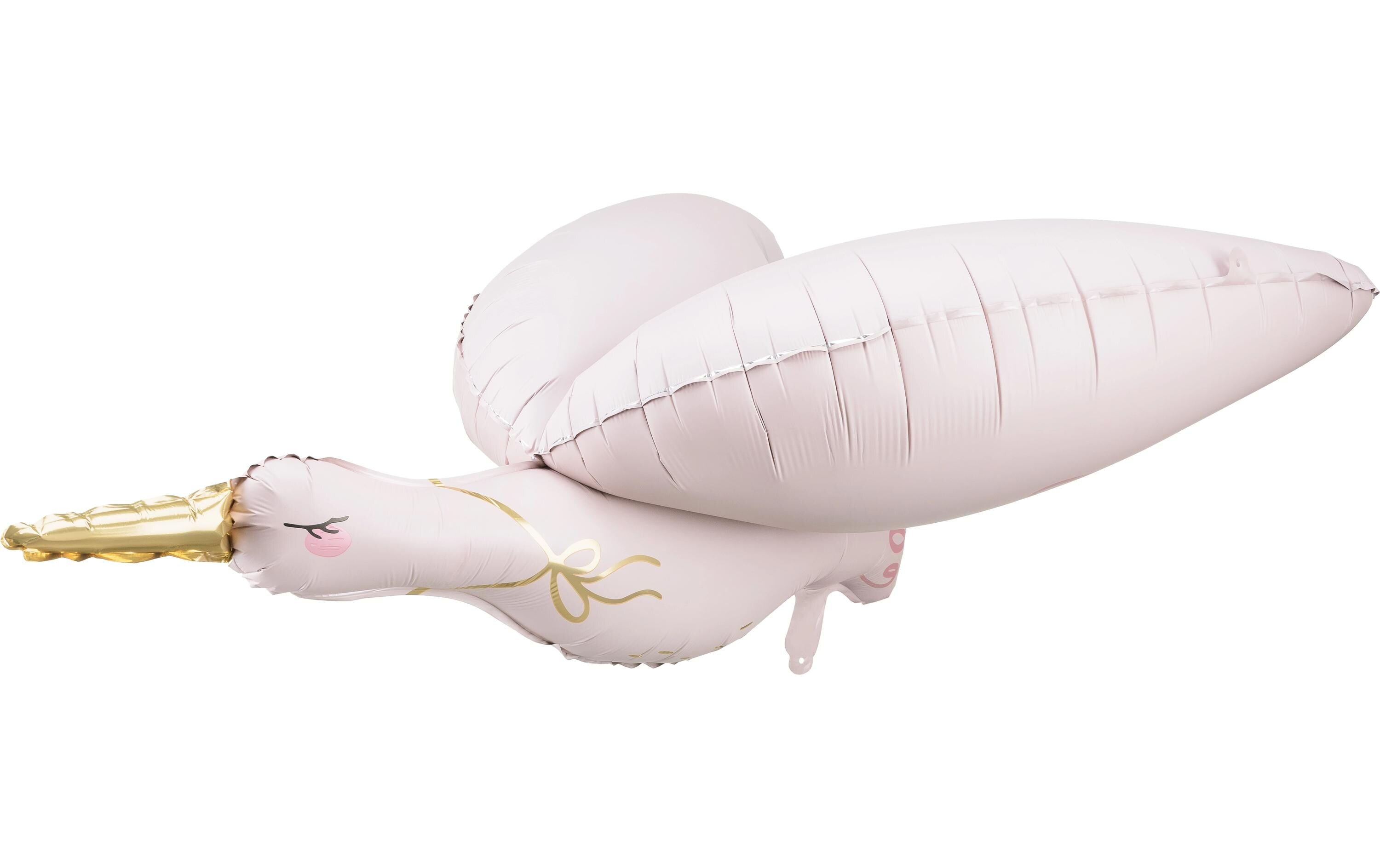 Partydeco Folienballon Storch hellrosa, 103x60 cm