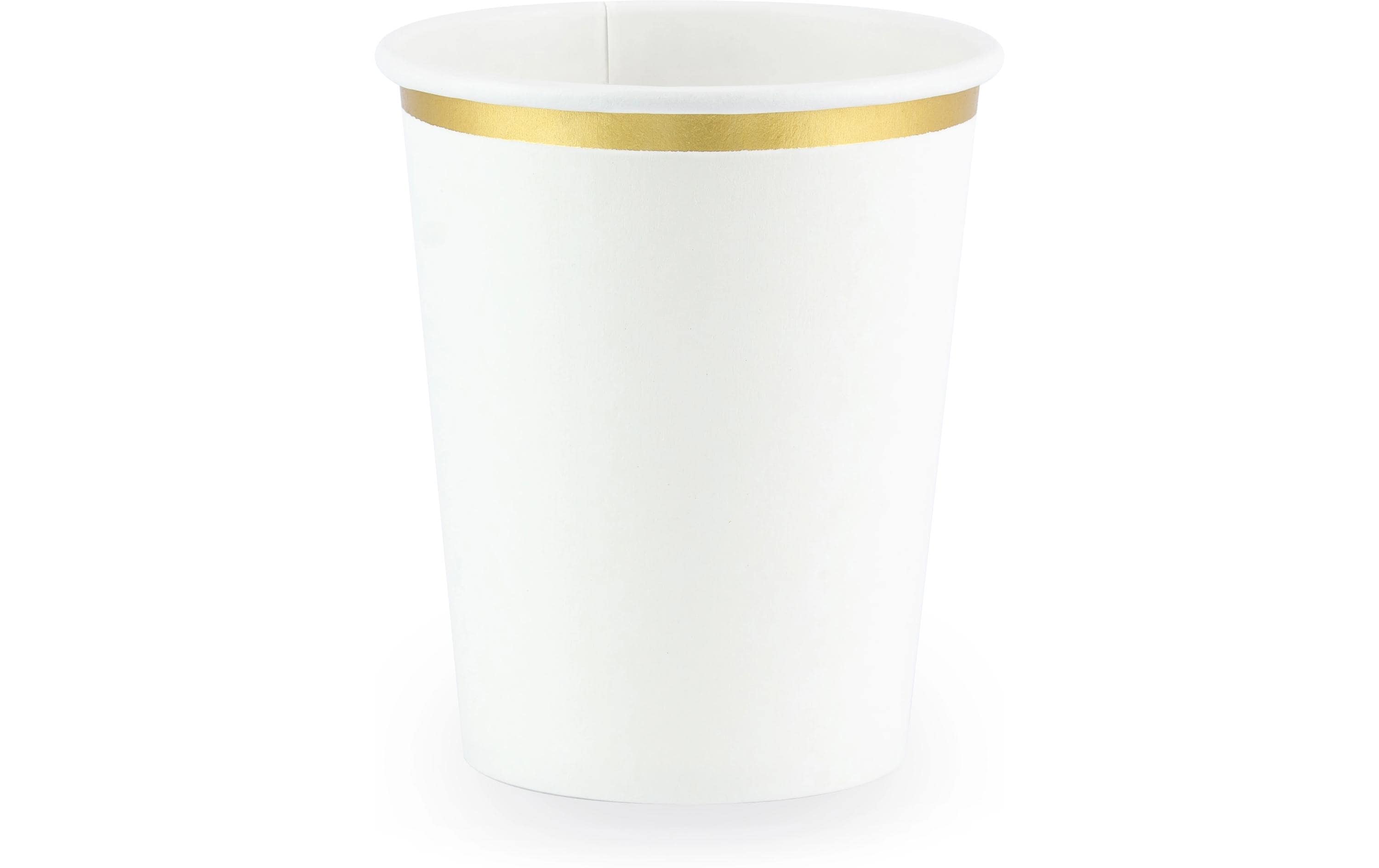 Partydeco Becher goldrand weiss, 260 ml, 6 Stück