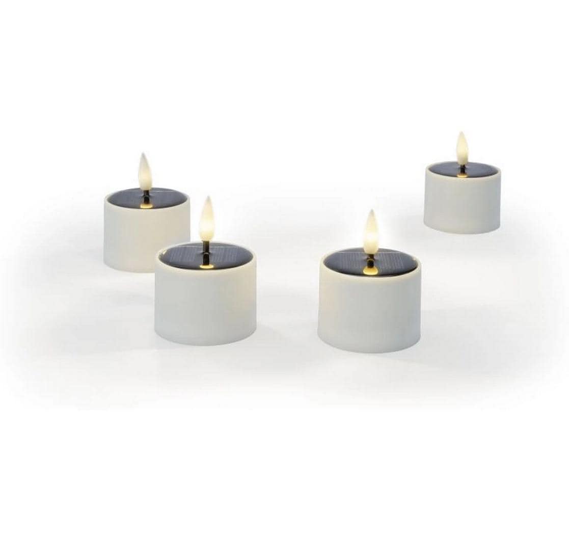 STT Solar Tealights 4pcs 4LED, ww, 6.5x5cm, white