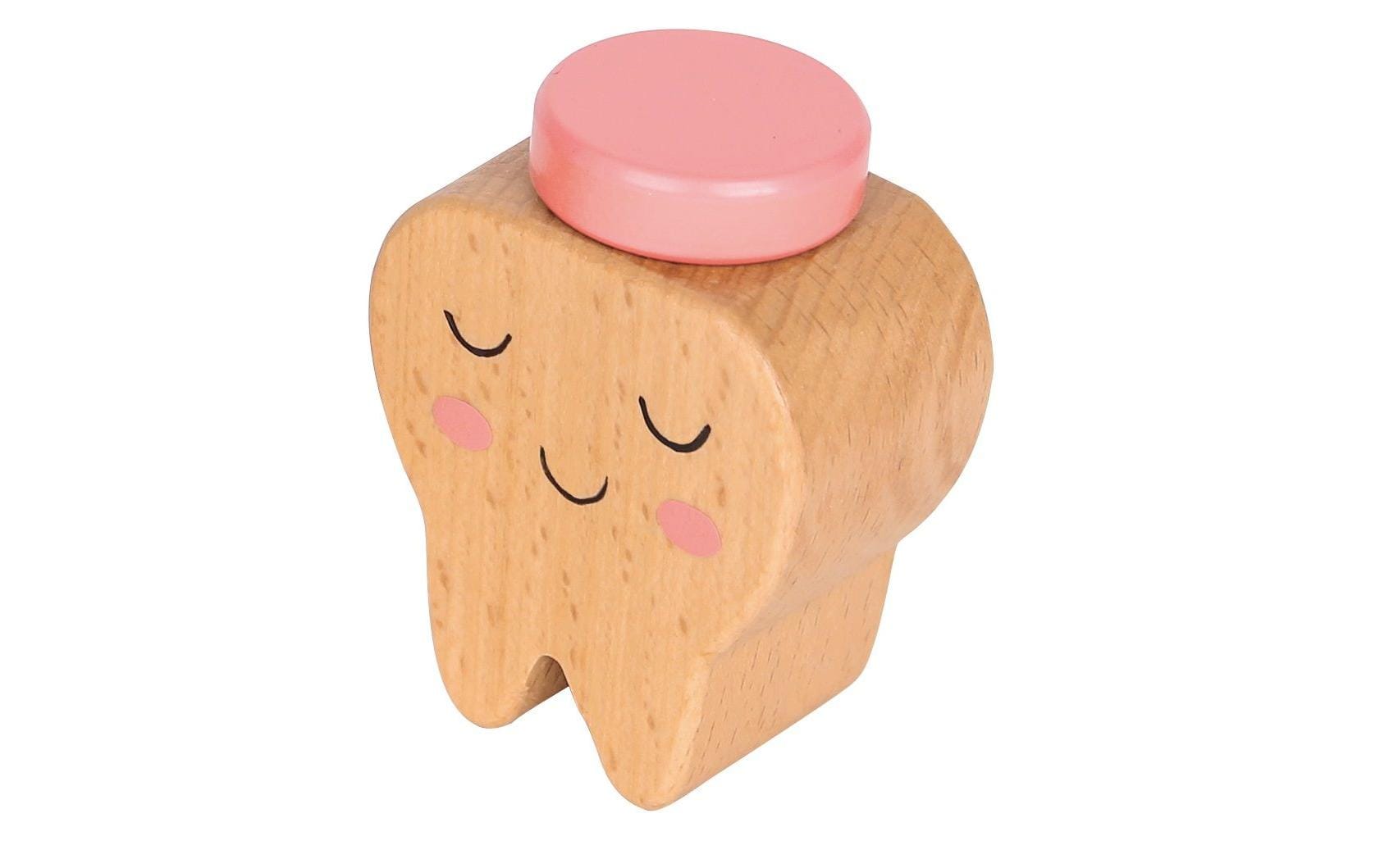 Milchzahndose Zahn rosa FSC Holz