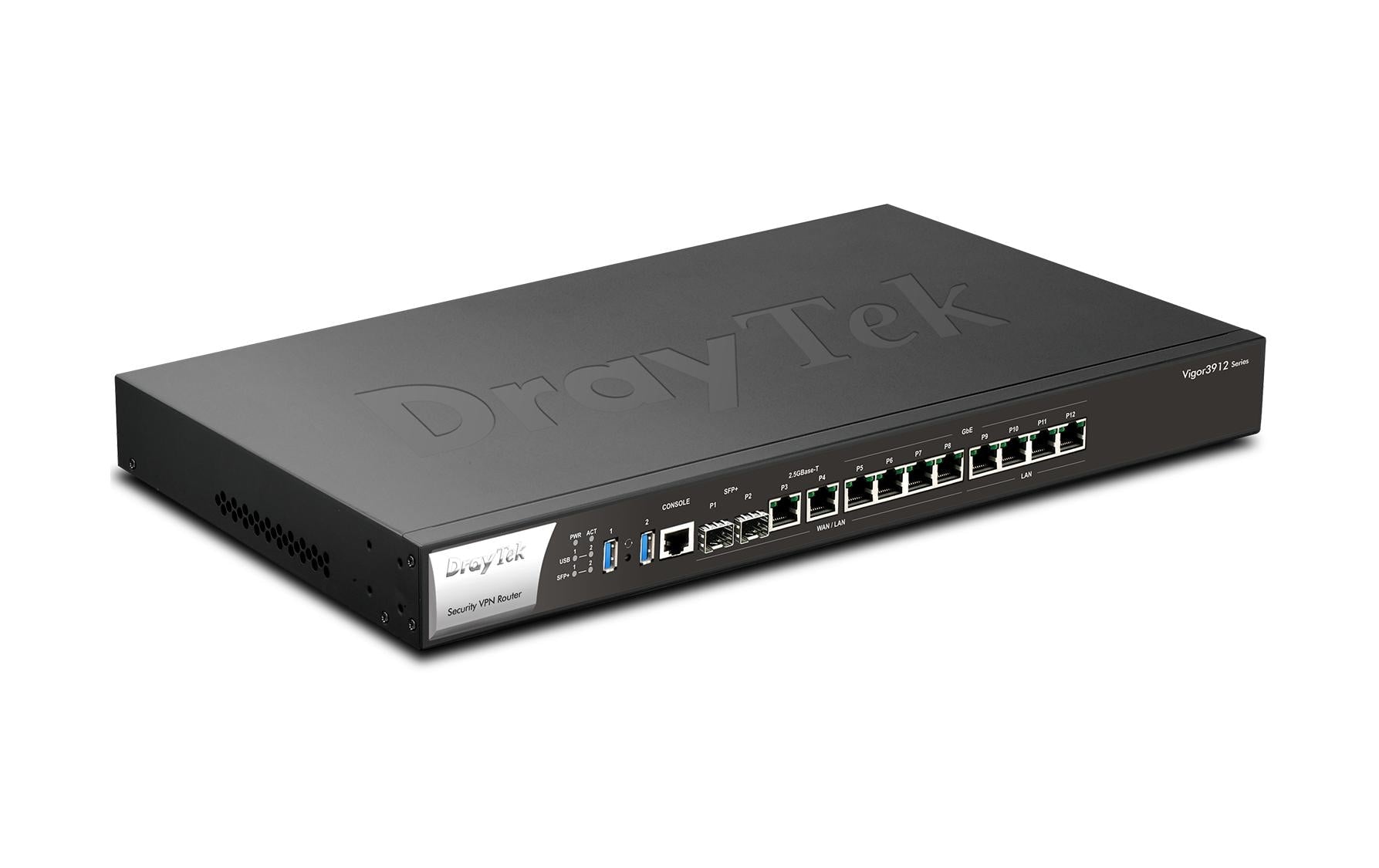 DrayTek Vigor3912: MultiWAN Router, 500xVPN 2xSFP+, 2x2.5GE WAN, 8xGE LAN/WAN