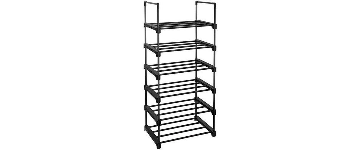 Songmics Schuhregal aus Metall, Schwarz 45x30x106 cm, Traglast p Ablage 5 kg