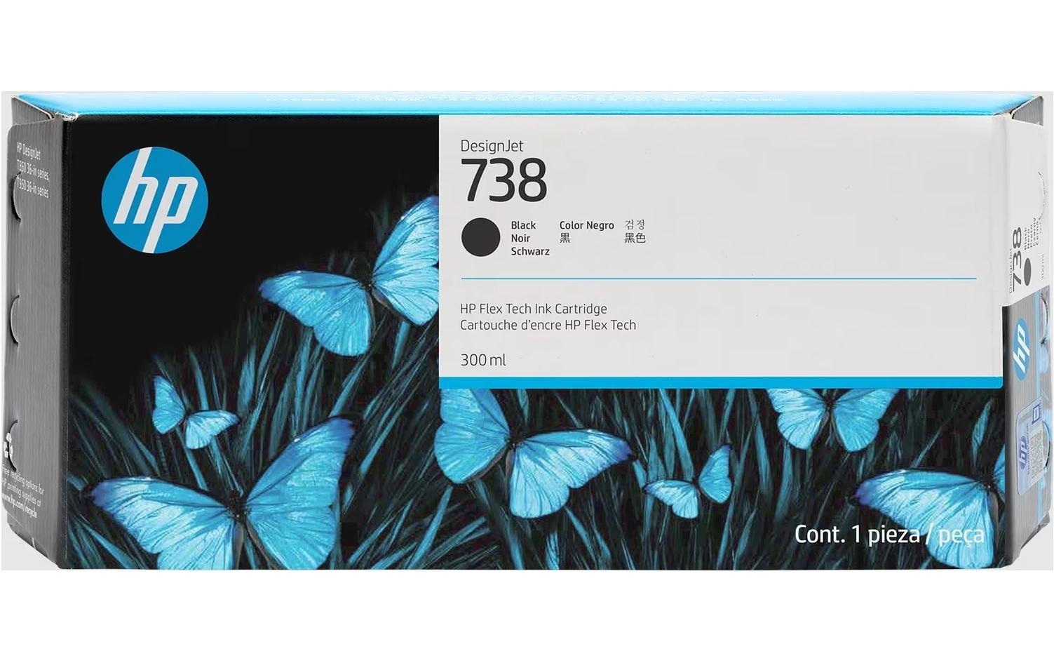 HP Tinte Nr. 738 - Black (498N8A) DesignJet T850, T950, 300ml