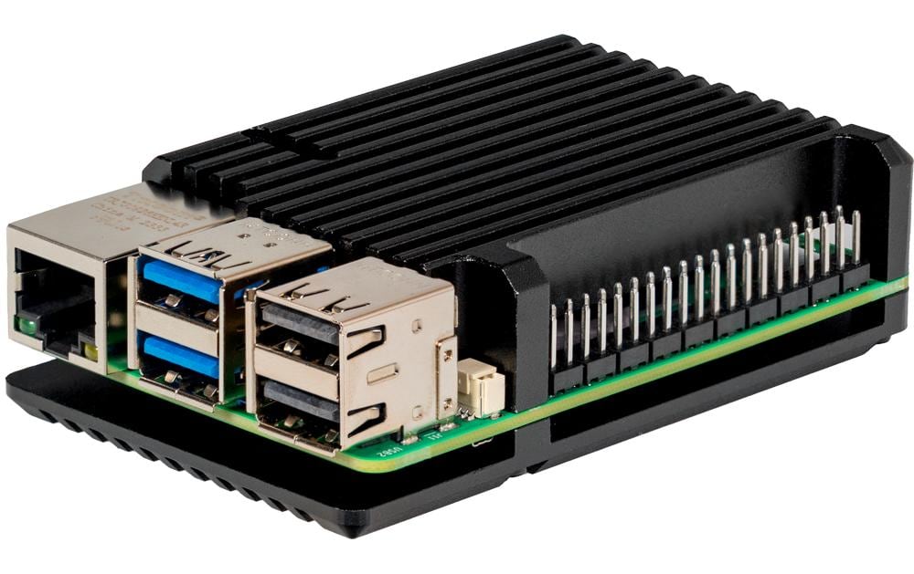 jOY-it Aluminiumgehäuse für Raspberry Pi 5 für Pi 5, schwarz, 69x56x15.5 mm