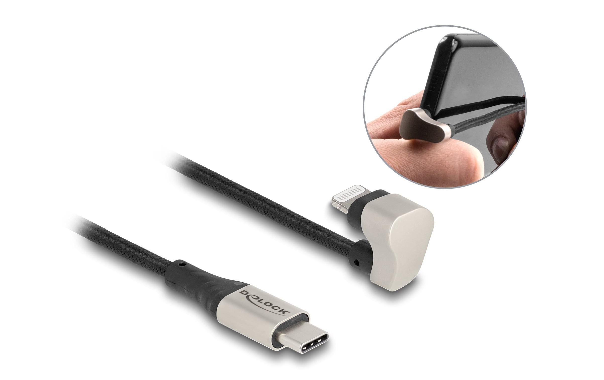 Delock Daten und Ladekabel USB Type-C zu Lightning, gewinkelt, 2m, MFi