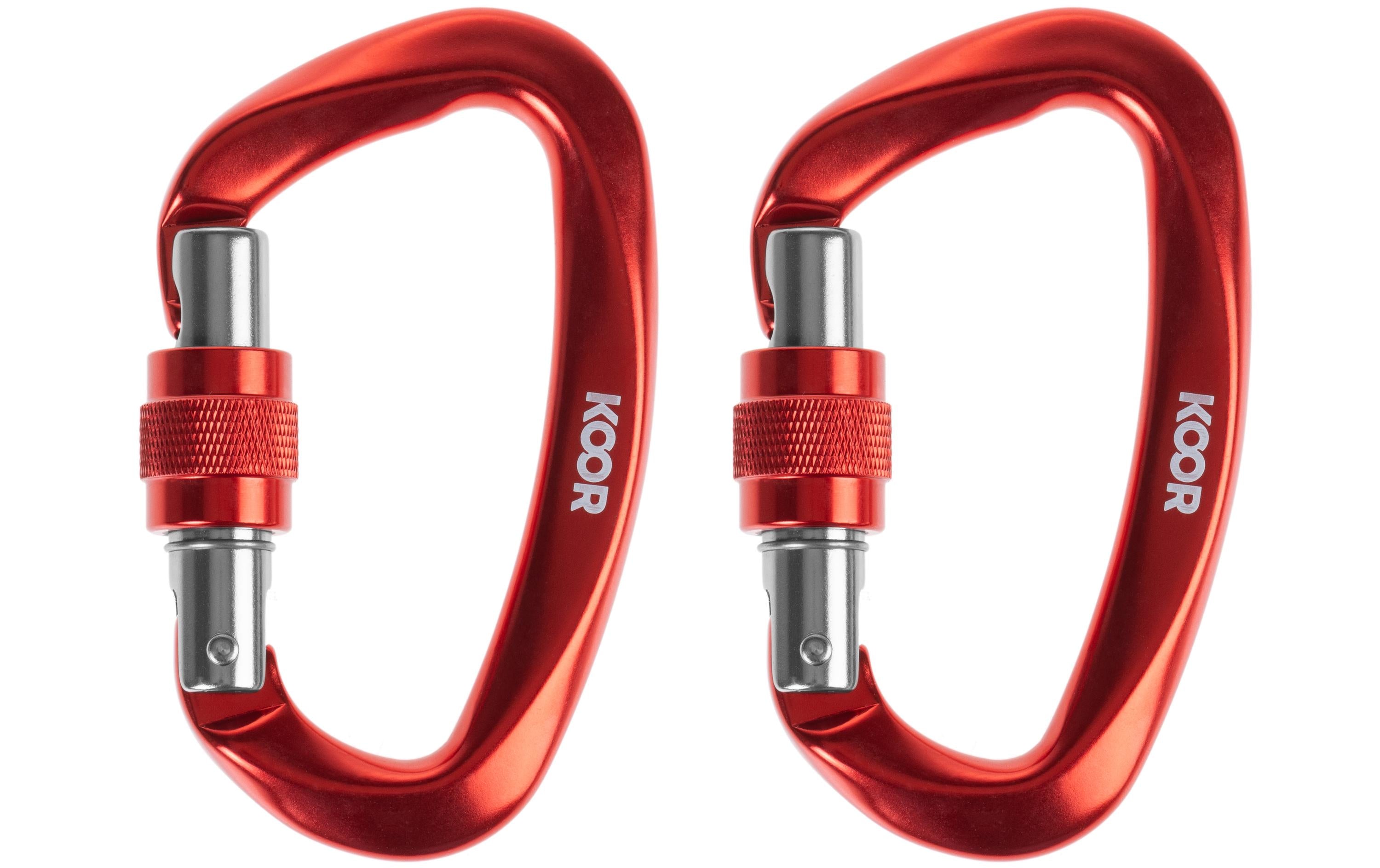 KOOR Karabiner 25kN rot/blau 2 Stk. Aluminium, 100x60mm mit Gewinde
