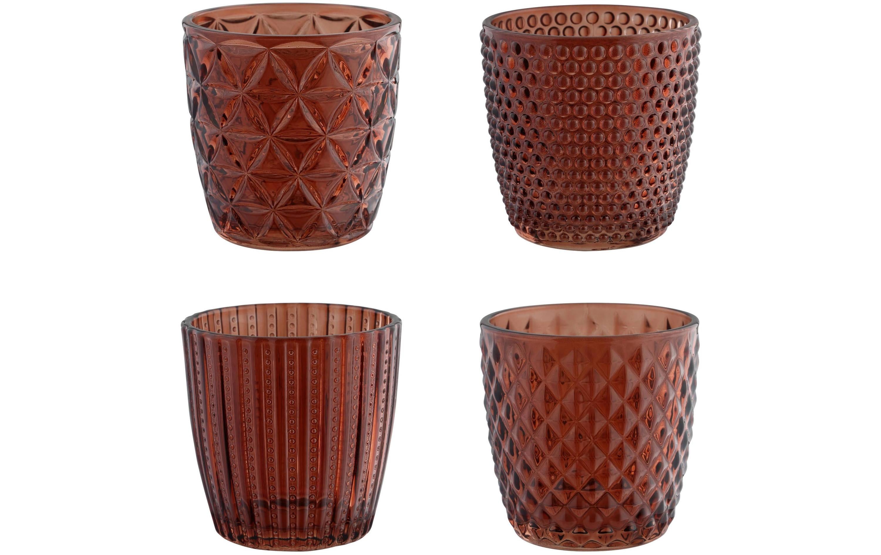 Eglo Windlicht Bezamby 4er Set Glas, D 7.3 cm, H 7.3 cm, Farbe Rot