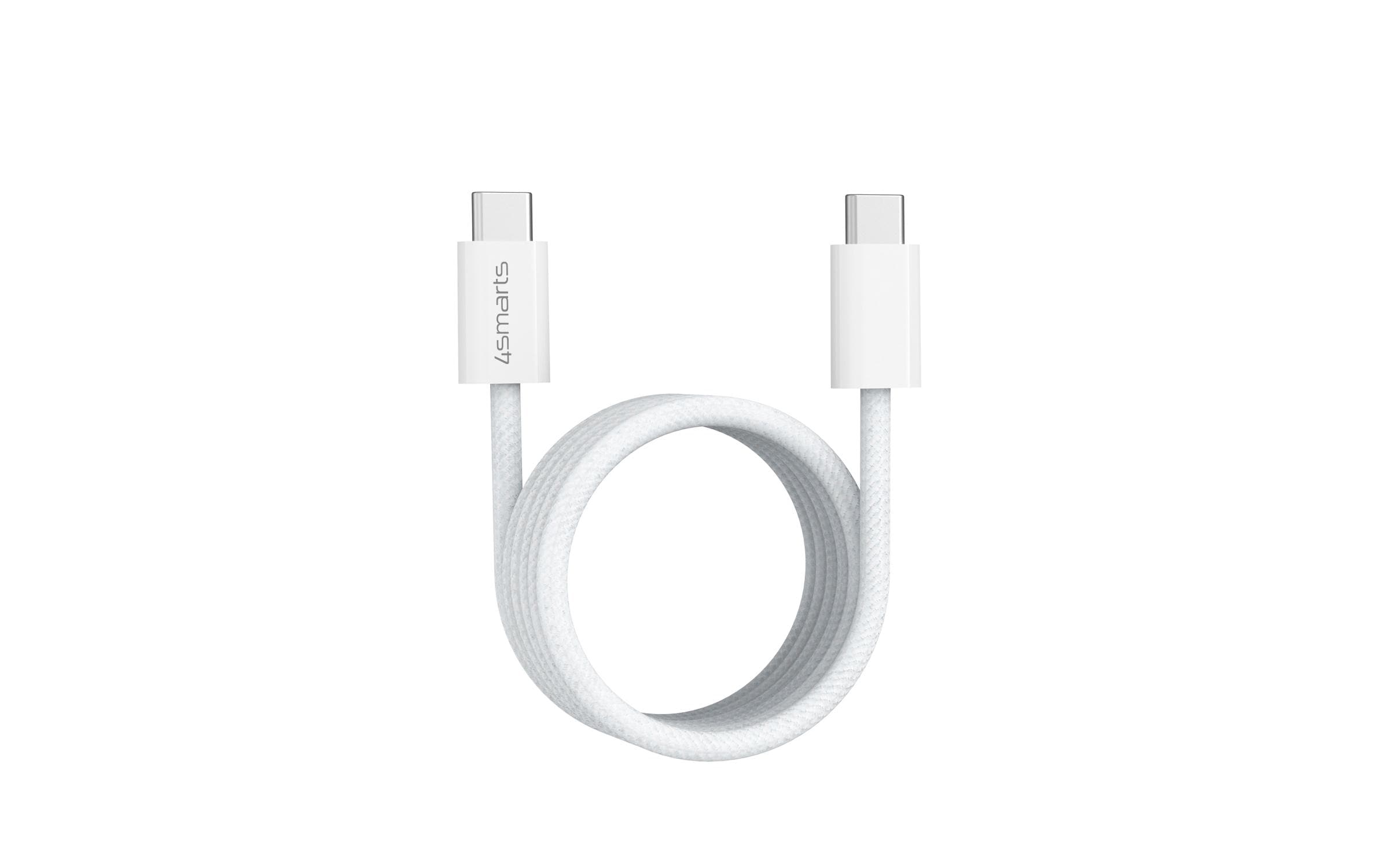 4smarts Magnetisches USB-Kabel RollUp USB-C-C, Weiss, 1.5m