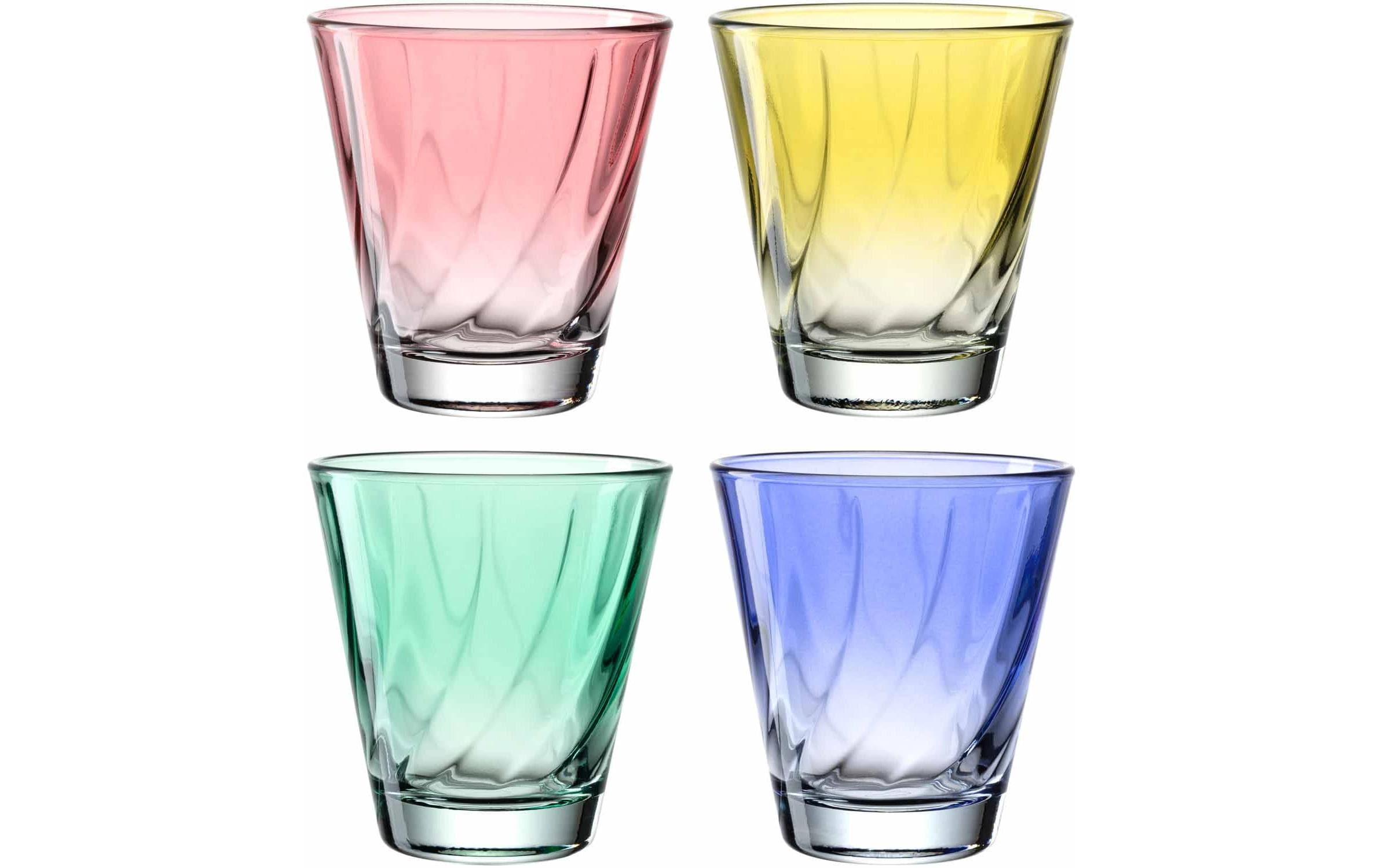 Leonardo Gläserset Twist 250ml 4farb rot, grün, gelb, blau, 4 Stk. , 215 ml