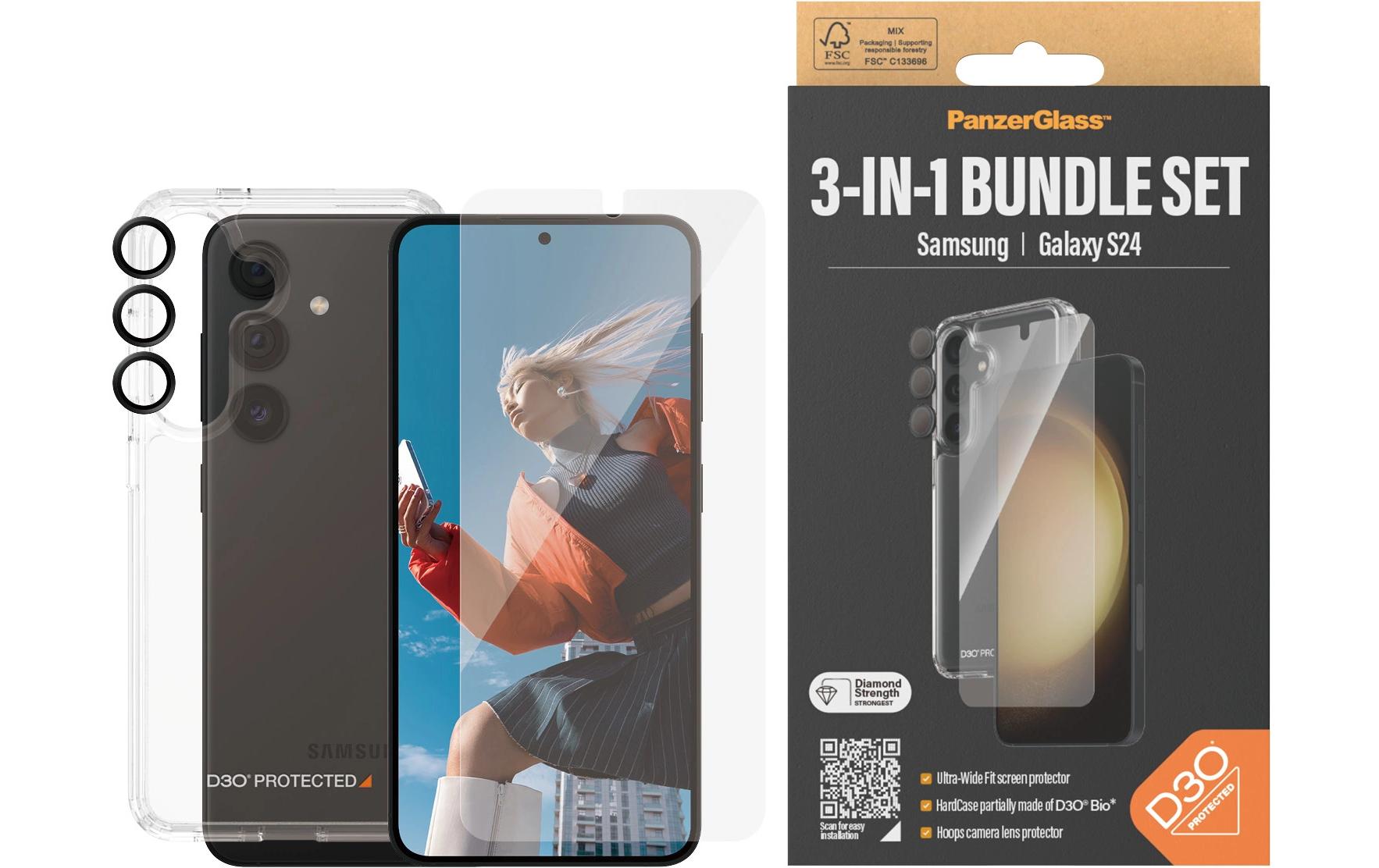 CARE 3-in-1 - Glas (S), Case, Hoops Galaxy S24+