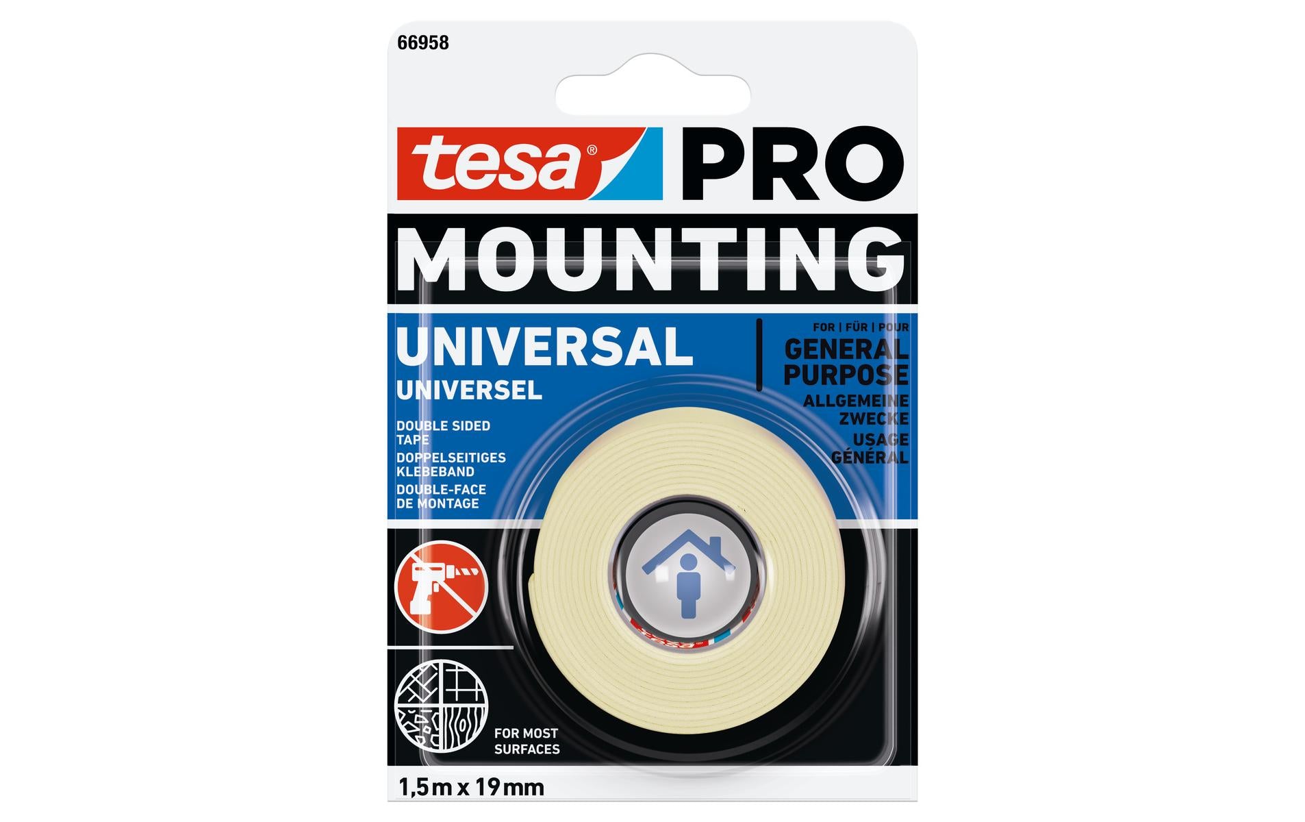 Tesa Mounting PRO universal 1.5X19, WT