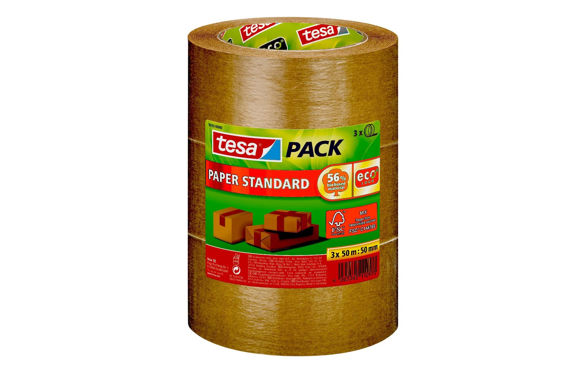 Tesa 3xtesapack Paper Standard ecoLogo 50m x 50mm