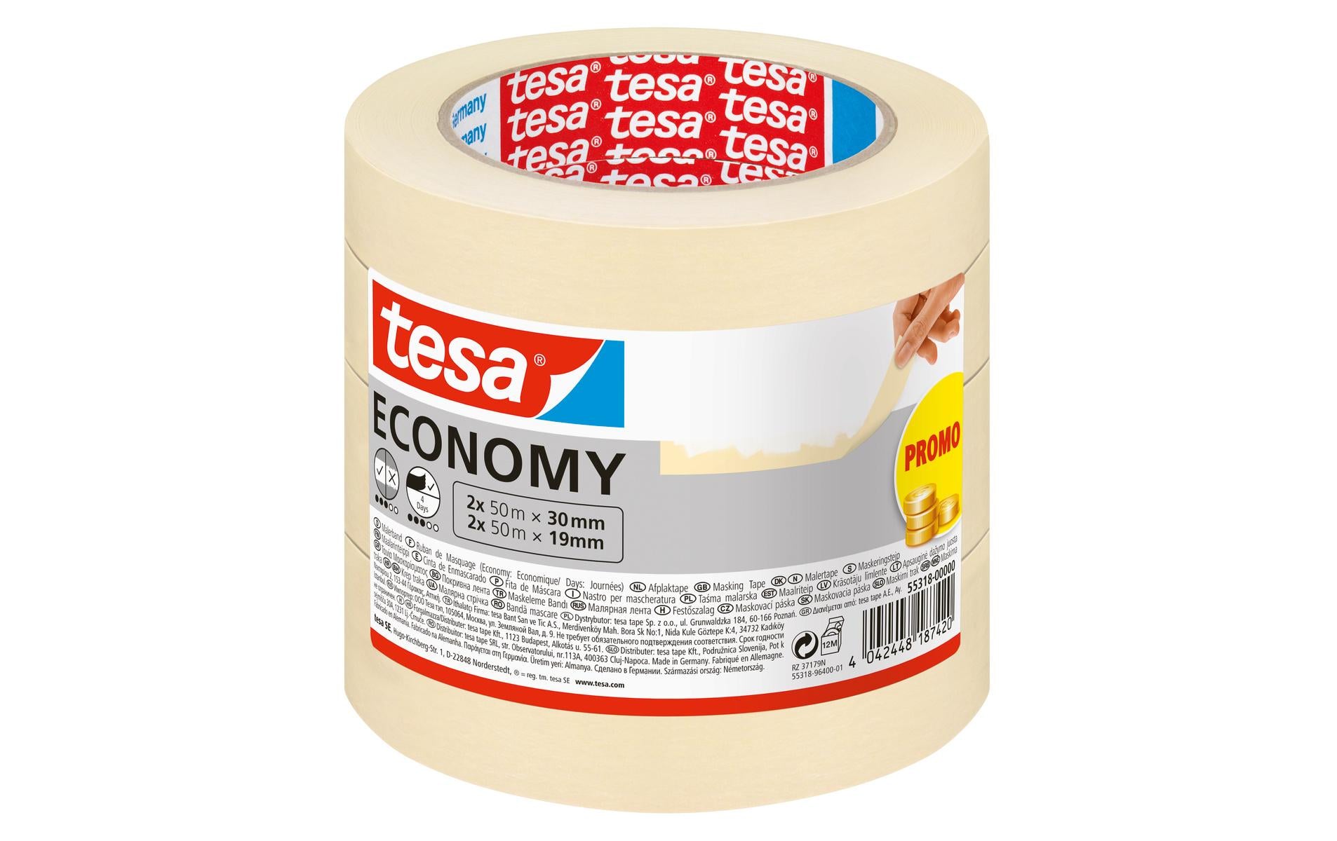 Tesa Masking Tape Economy 2x50:30+2x50:19