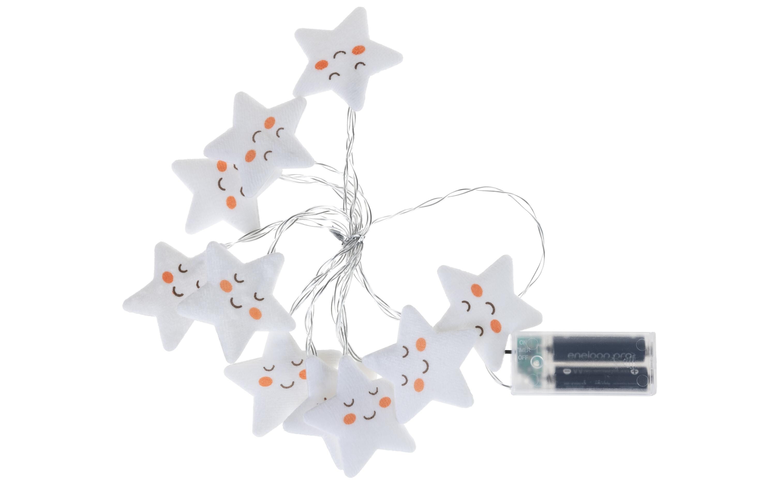 COCON Lichterkette Stoffsterne 10 LED, mit Timer