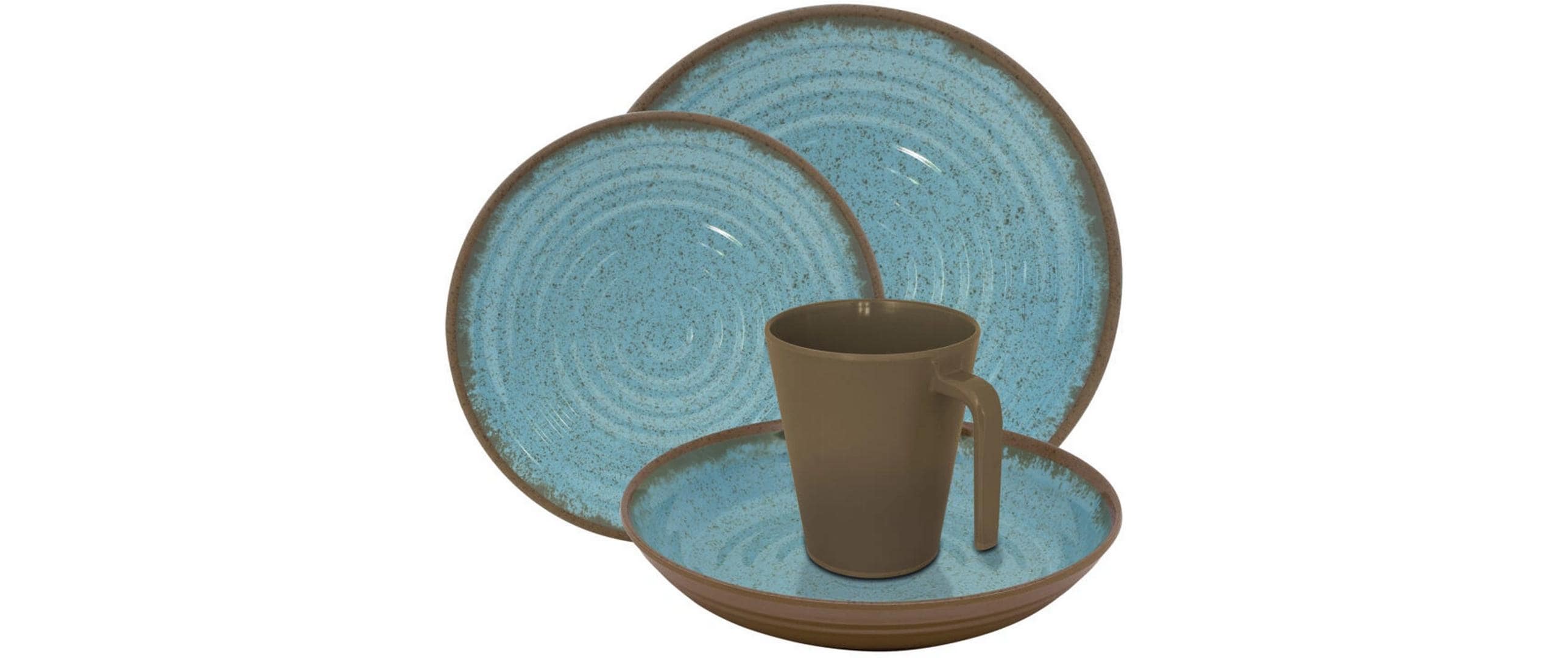 Ocean Melamine Geschirrset 16-teillig, braun/blau
