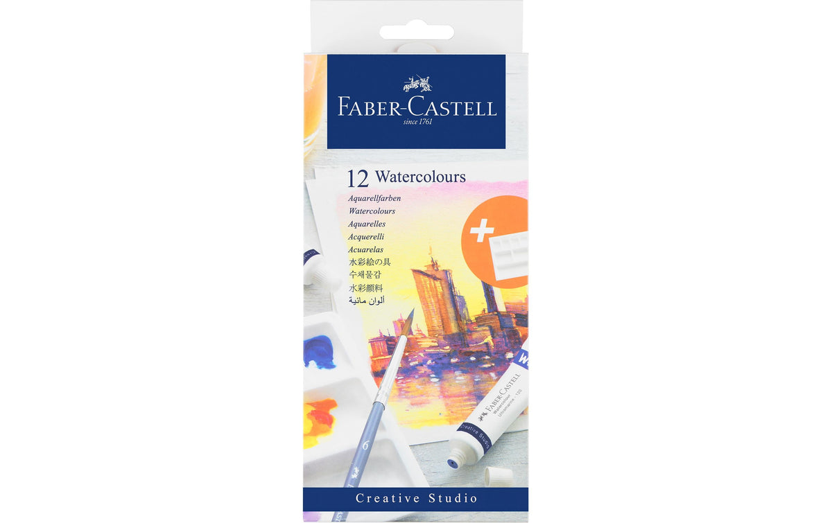 Faber Castell Aquarellfarben Tuben 12er 12 Farbtuben à 9ml, Palette im Kartonetui