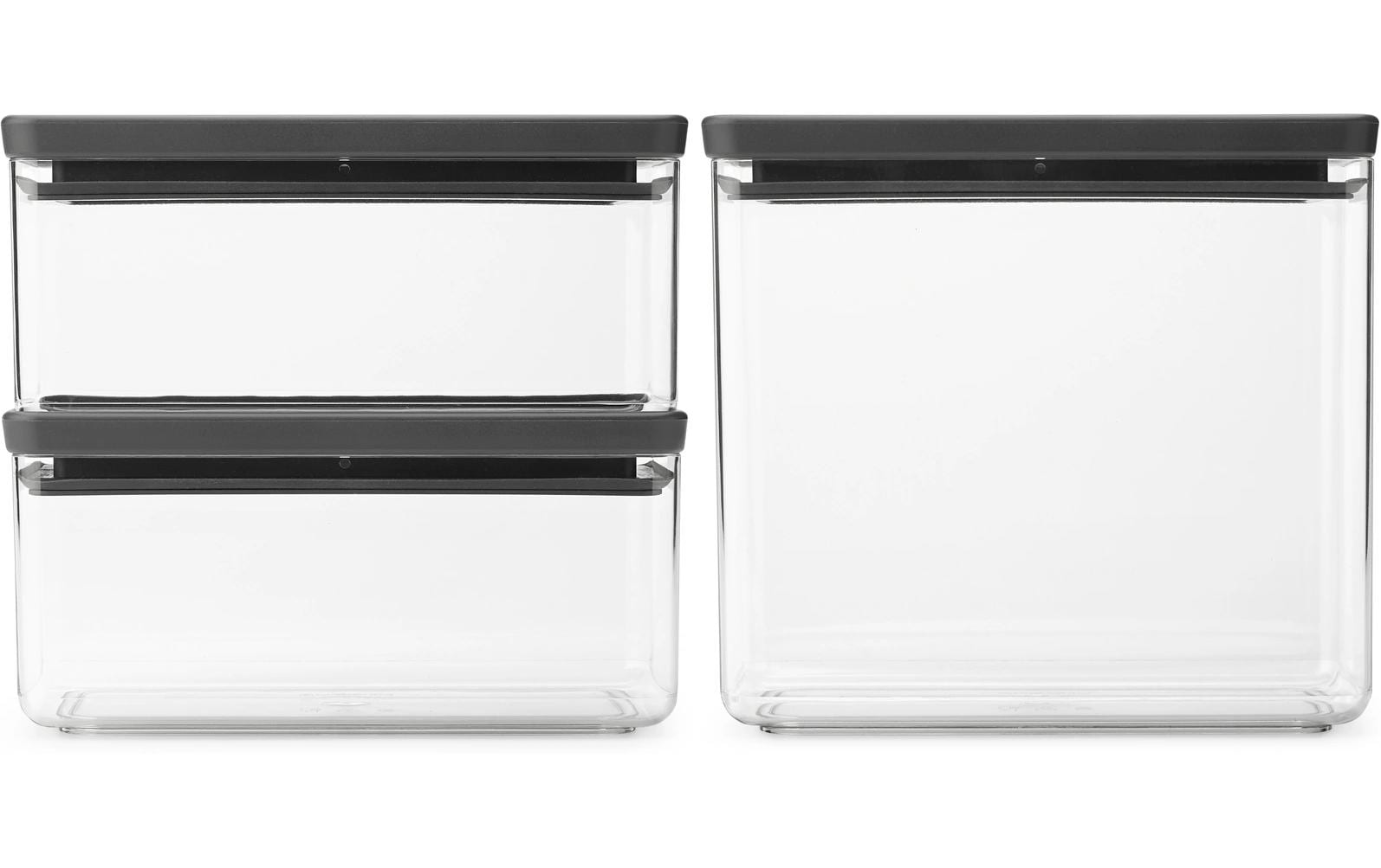 Brabantia Vorratsdose 3er Set Tasty+ Dark Grey, 2x 2x 1.5L und 1x 3.5L