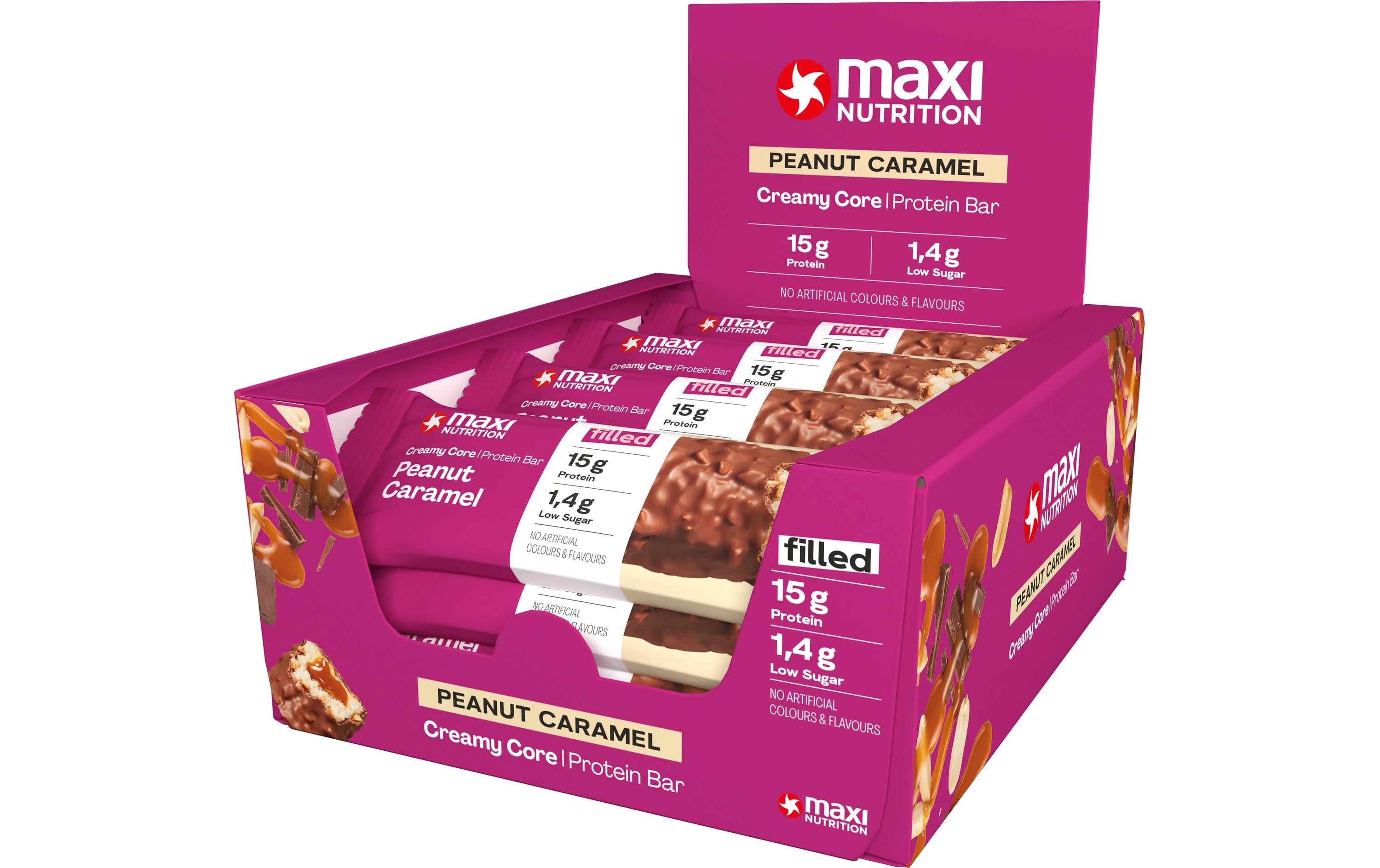 Maxi Nutrition Creamy Core Protein Bar Peanut Caramel, Box: 12x45g
