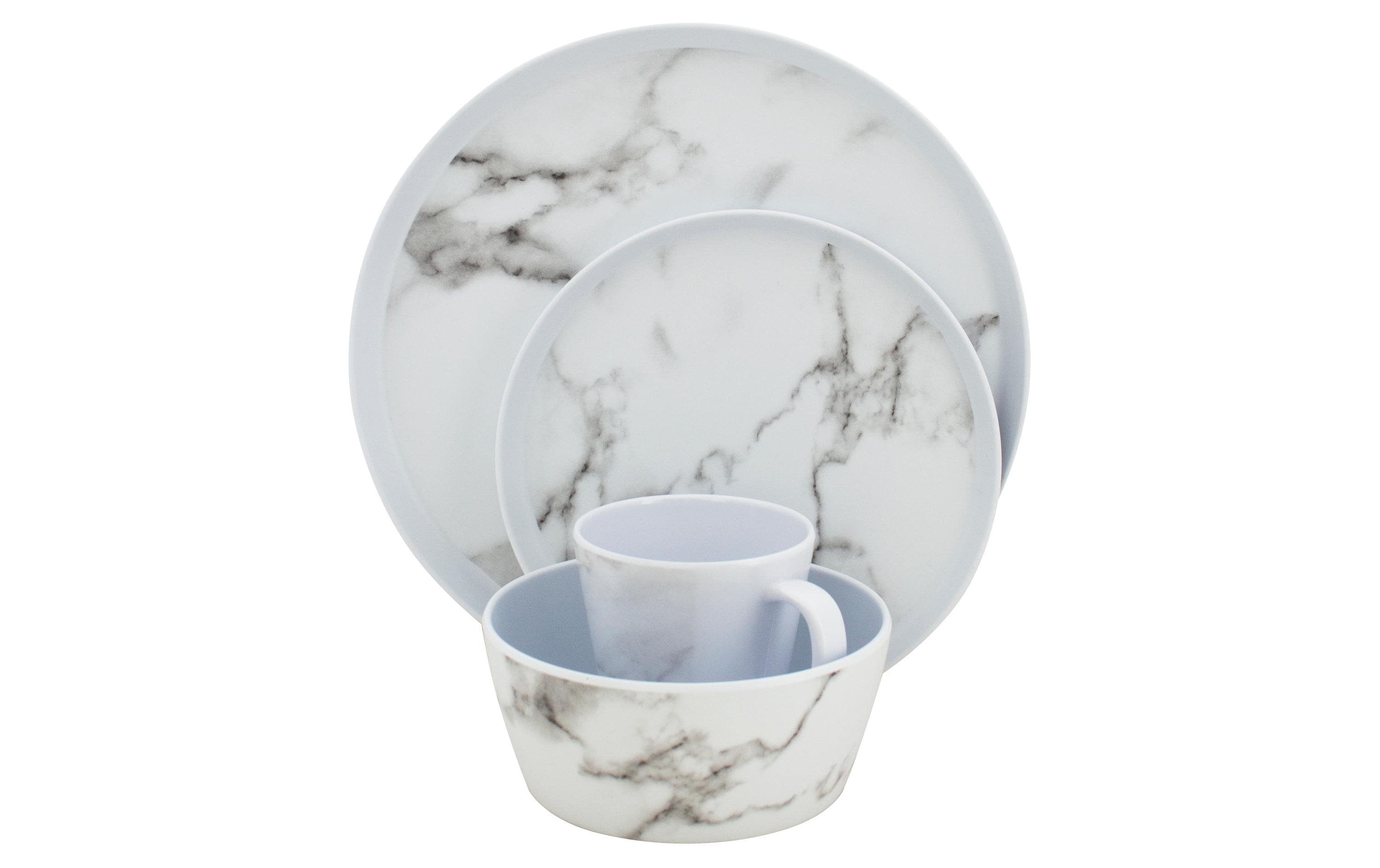 Marble Melamine Geschirrset 16-teillig, marmor