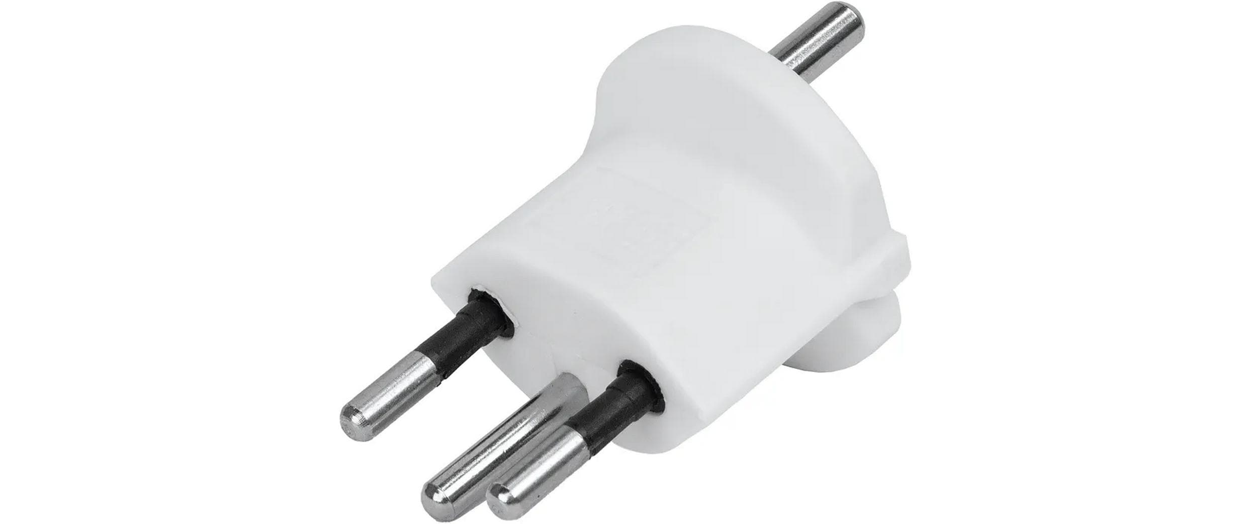 Fixadapter 3-Pol Deutsch auf Stecker CH T12 weiss, CEE7 auf T12