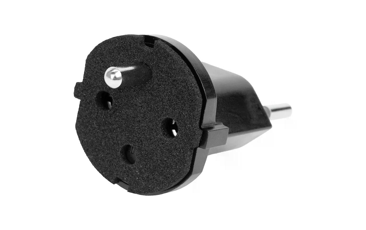 Fixadapter 3-Pol Deutsch auf Stecker CH T12 schwarz, CEE7 auf T12, IP44