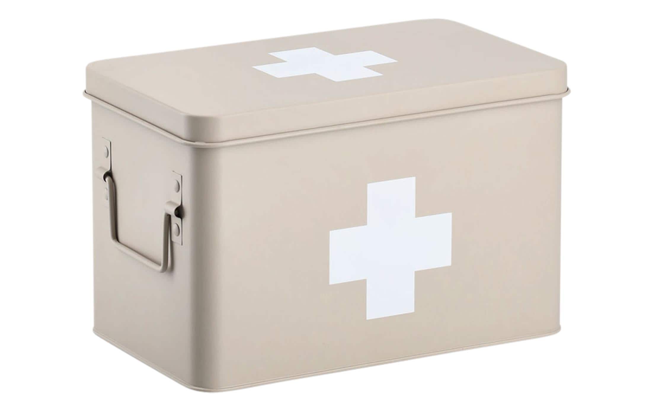 Zeller Present Medikamentenbox Metall, 32x19.5x20 cm, Beige